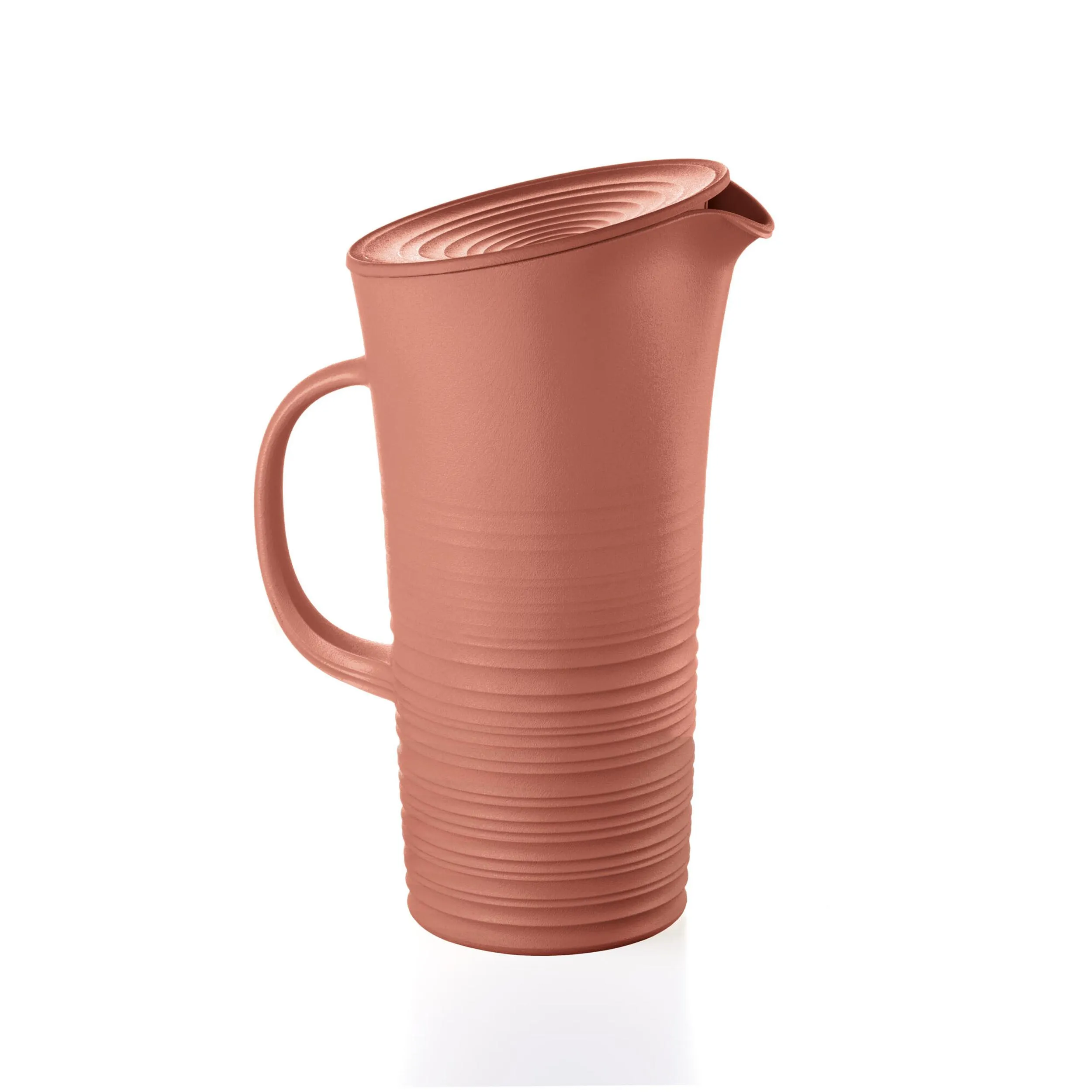 Caraffa con Coperchio, Tierra Realizzata riciclando 20 bottiglie d'acqua 18,7x13,4x10x h26,9 cm - 1800cc Post Consumed Recycled Poliestereastic, colore Terracotta