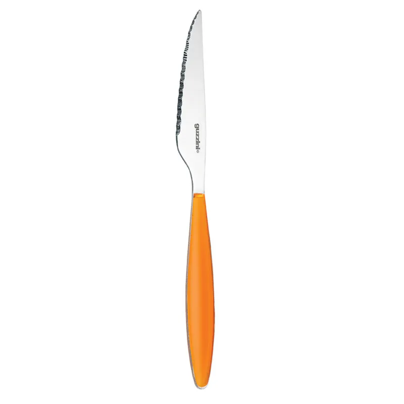 Coltelli Bistecca Pizza Feeling set da 6 pezzi inox AISI 304 (18/10) lunghezza 22.5 cm Guzzini Arancio Trasparente