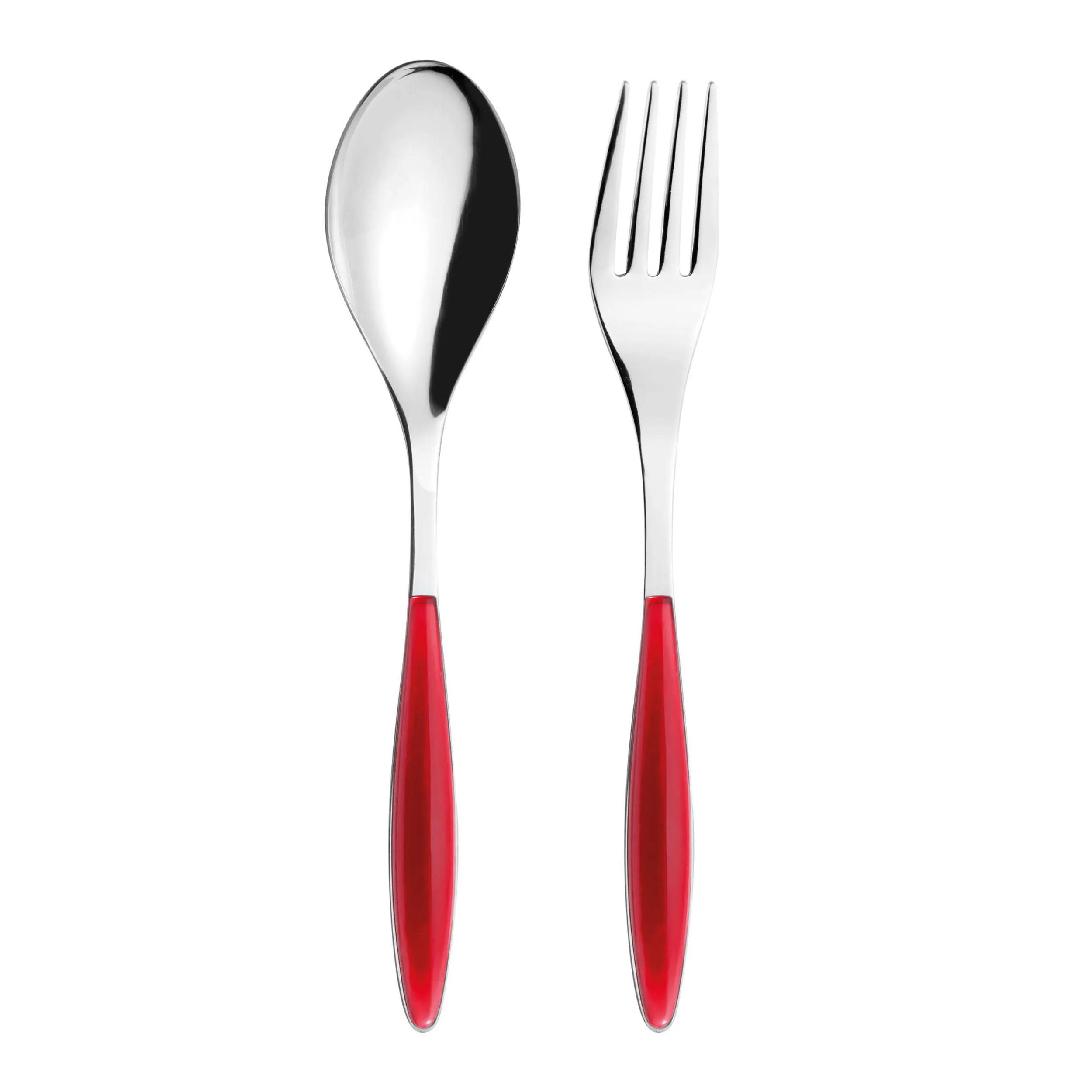 Confezione due pezzi Posate a Servire FEELING GUZZINI manicatura in ABS Rosso 236 mm composizione Cucchiaione e Forchettone e in scatolata regalo