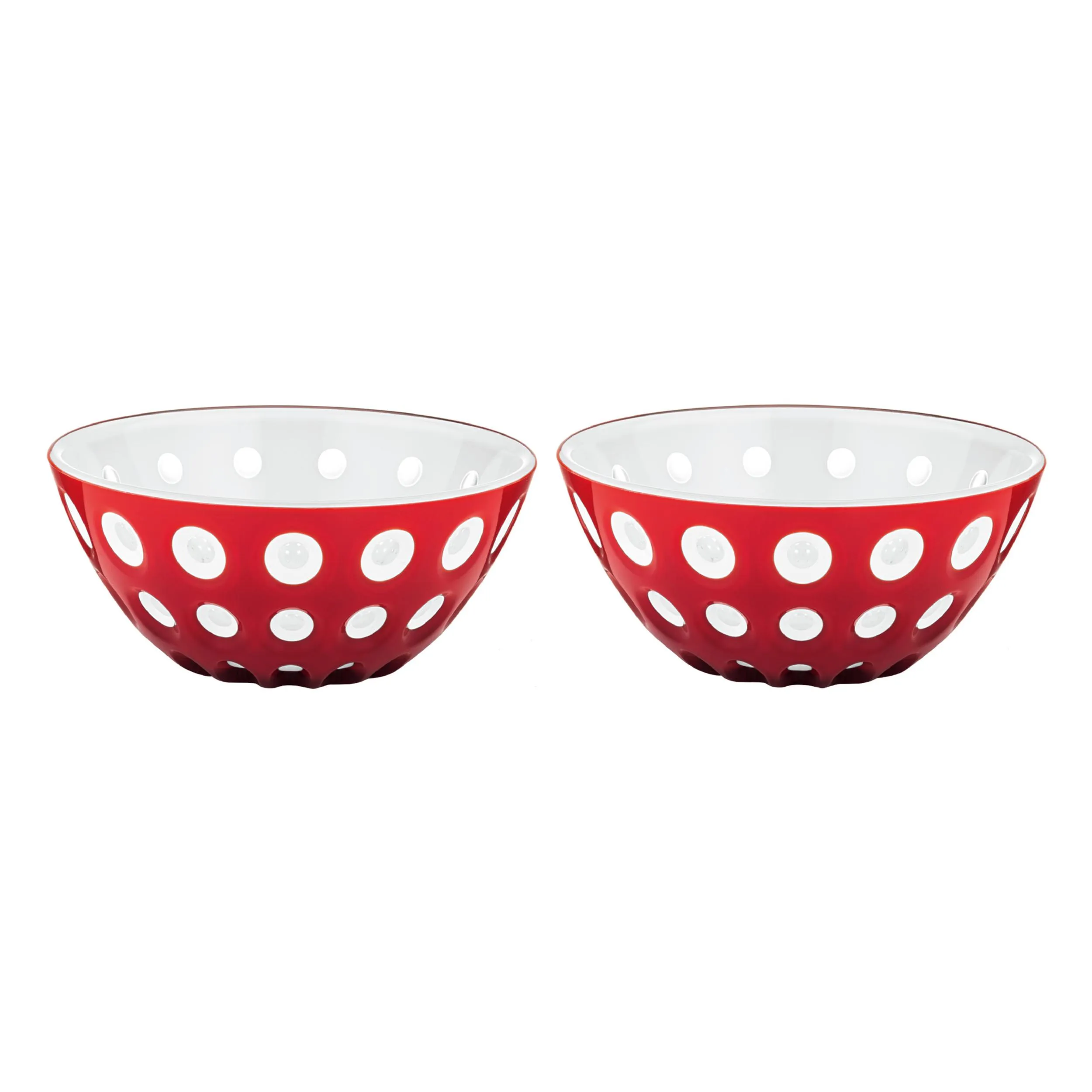 Set due Ciotole contenitore le murrine 12xh 3,5 cm - 300 cc Le Murrine rosso/bianco/trasparente