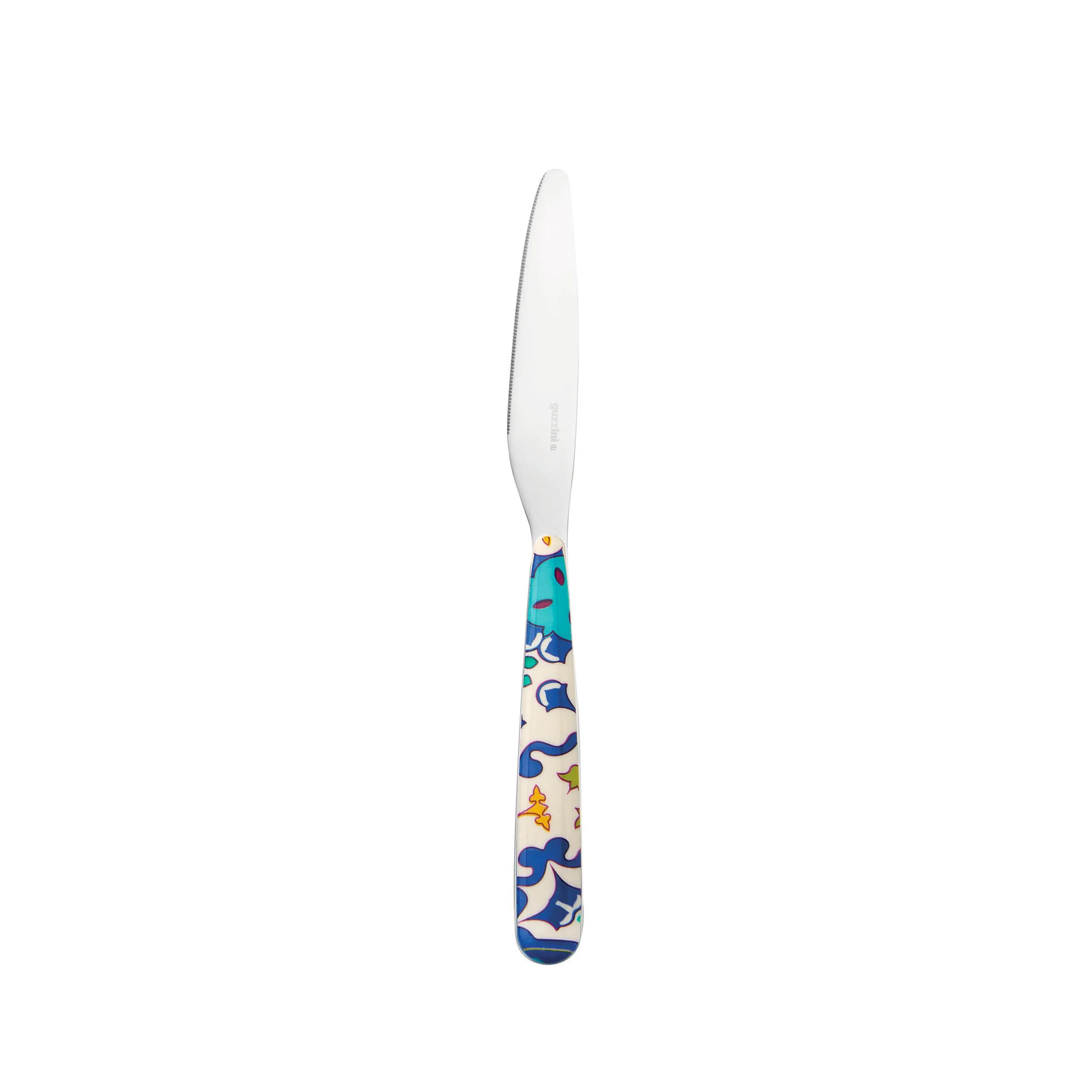 Coltelli da Tavola 6 Pezzi Linea FLOWER&LEMON in acciaio inox 18/10 AISI 420 225 mm di Altissima qualità lavabili in lavastoviglie colore blu multicolor