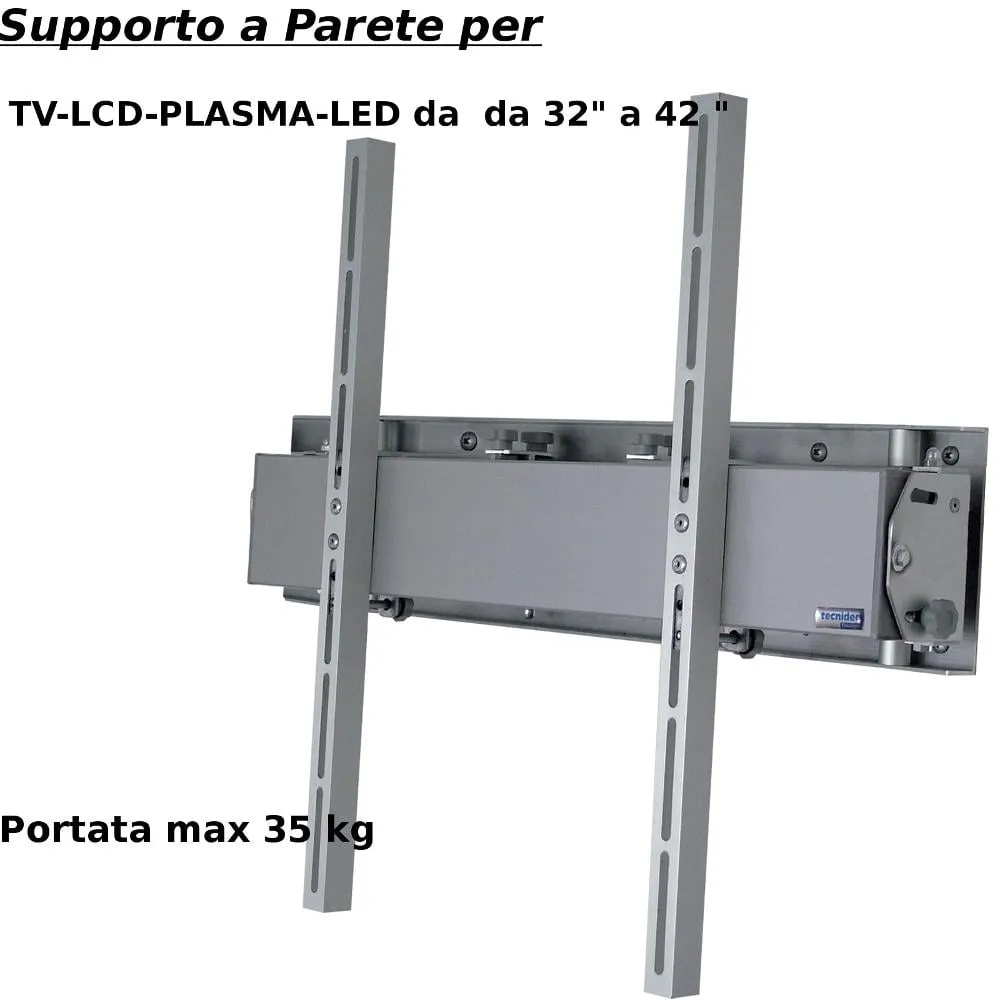 Staffa a Parete in alluminio estensibile fino a 40 cm per schermi da 32 a 42 pollici portata max 35 kg