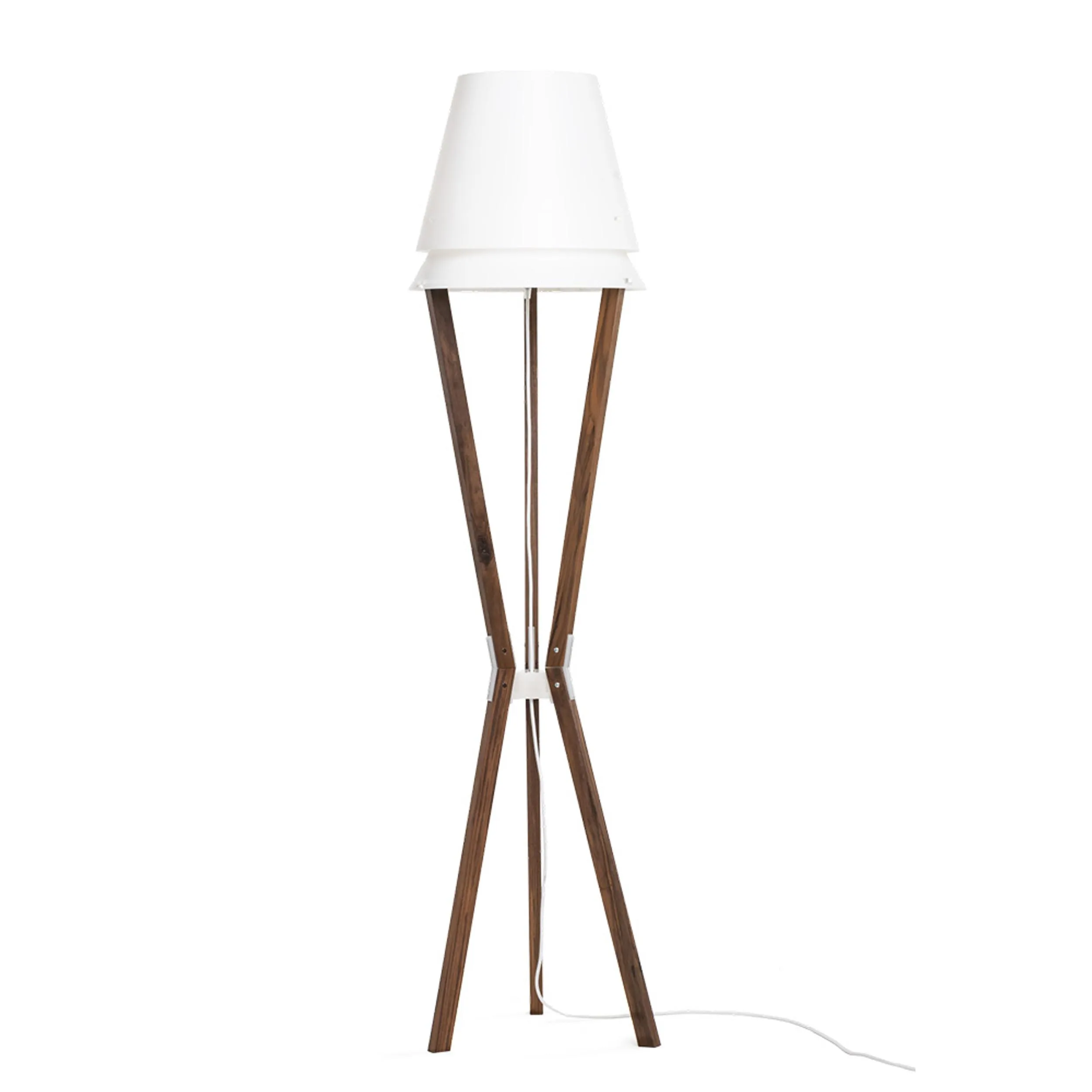 Lampada da terra in cristallo acrilico, polypropylene e legno LUCIO 42x42xh175 cm con struttura in legno colore Noce