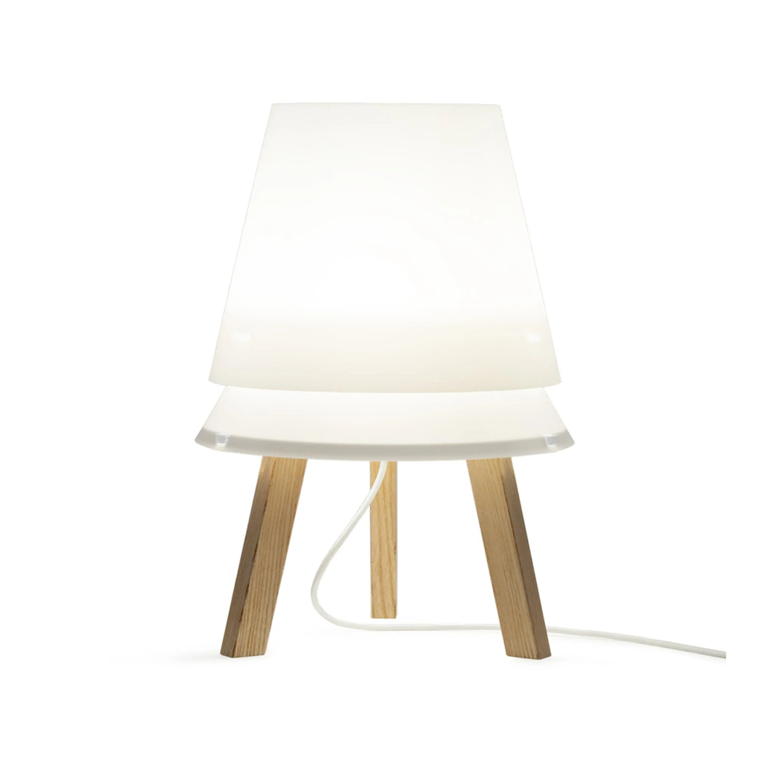 Lampada da tavolo con paralume in Polypropylene, struttura in legno LUCIO 35x35x50 h cm legno colore frassino