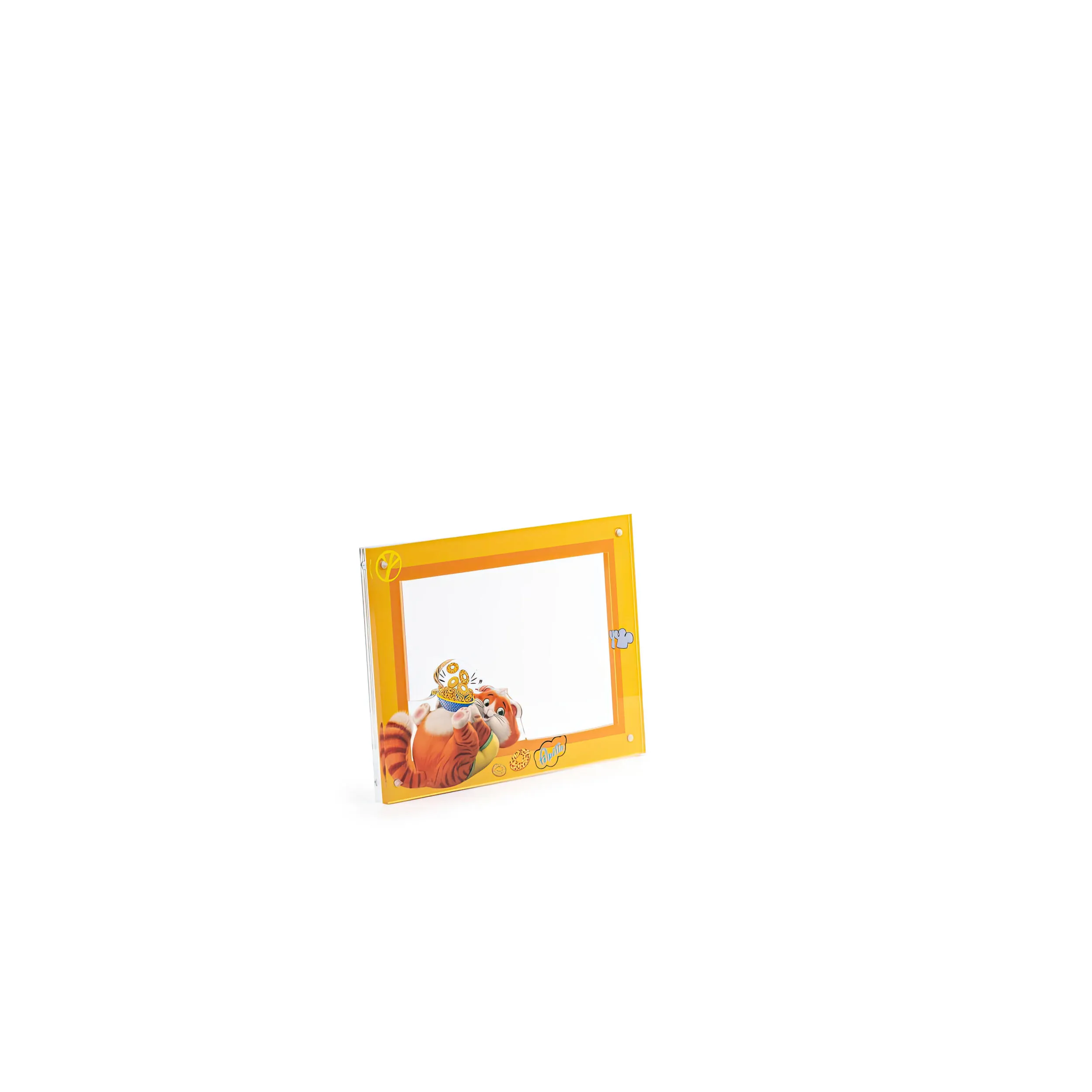 Portafoto 15x10 cm Miaoricordi Snapcat Polpetta,design Mammini Candido realizzato in Cristallo acrilico , calamite, misure 18.5x5x13.5 cm