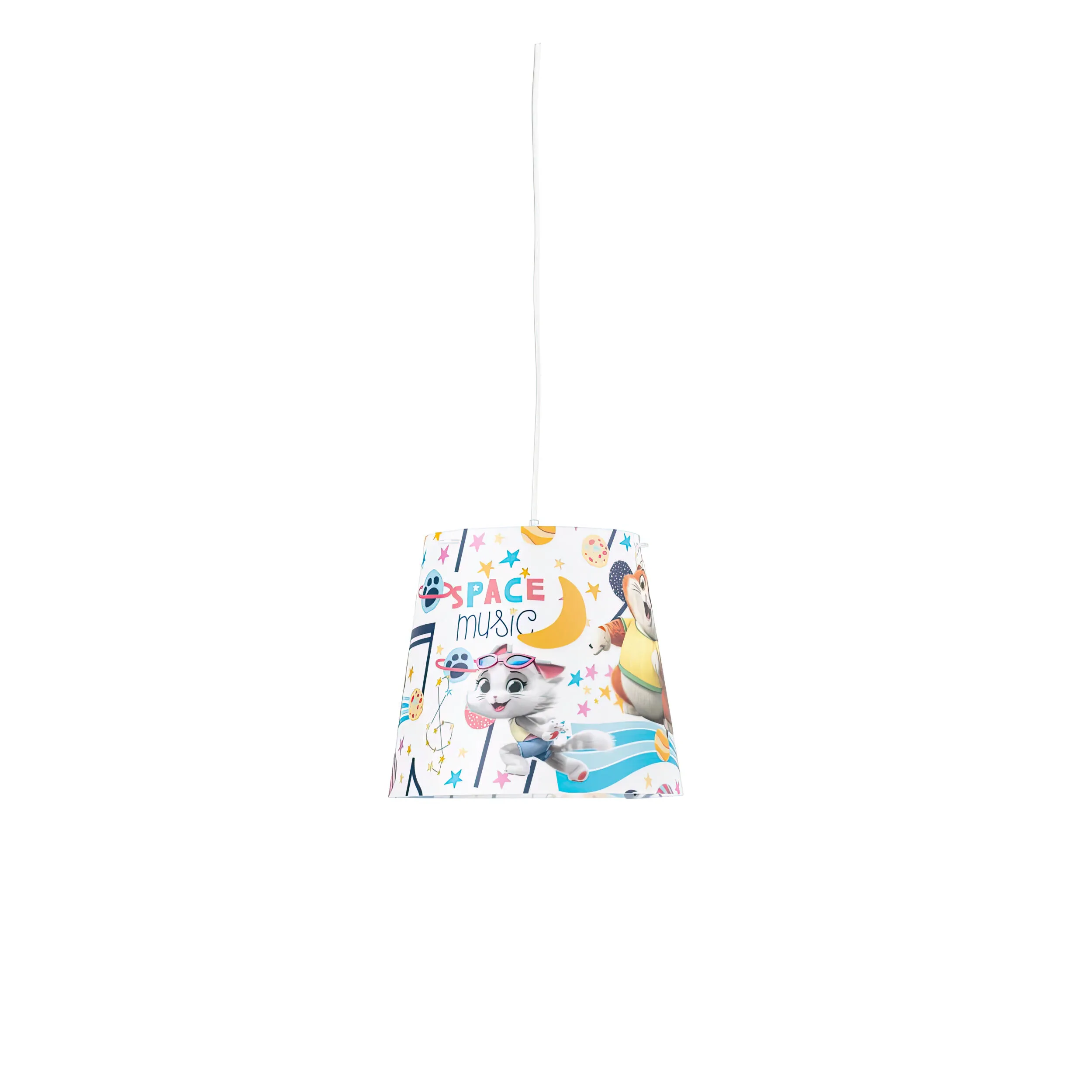 Sospensione Diametro 30 cm Buffylight Space Music 44 Gatti,design Emporium realizzato in Polypropylene , cristallo acrilico , metallo, misure 30x30x26 cm