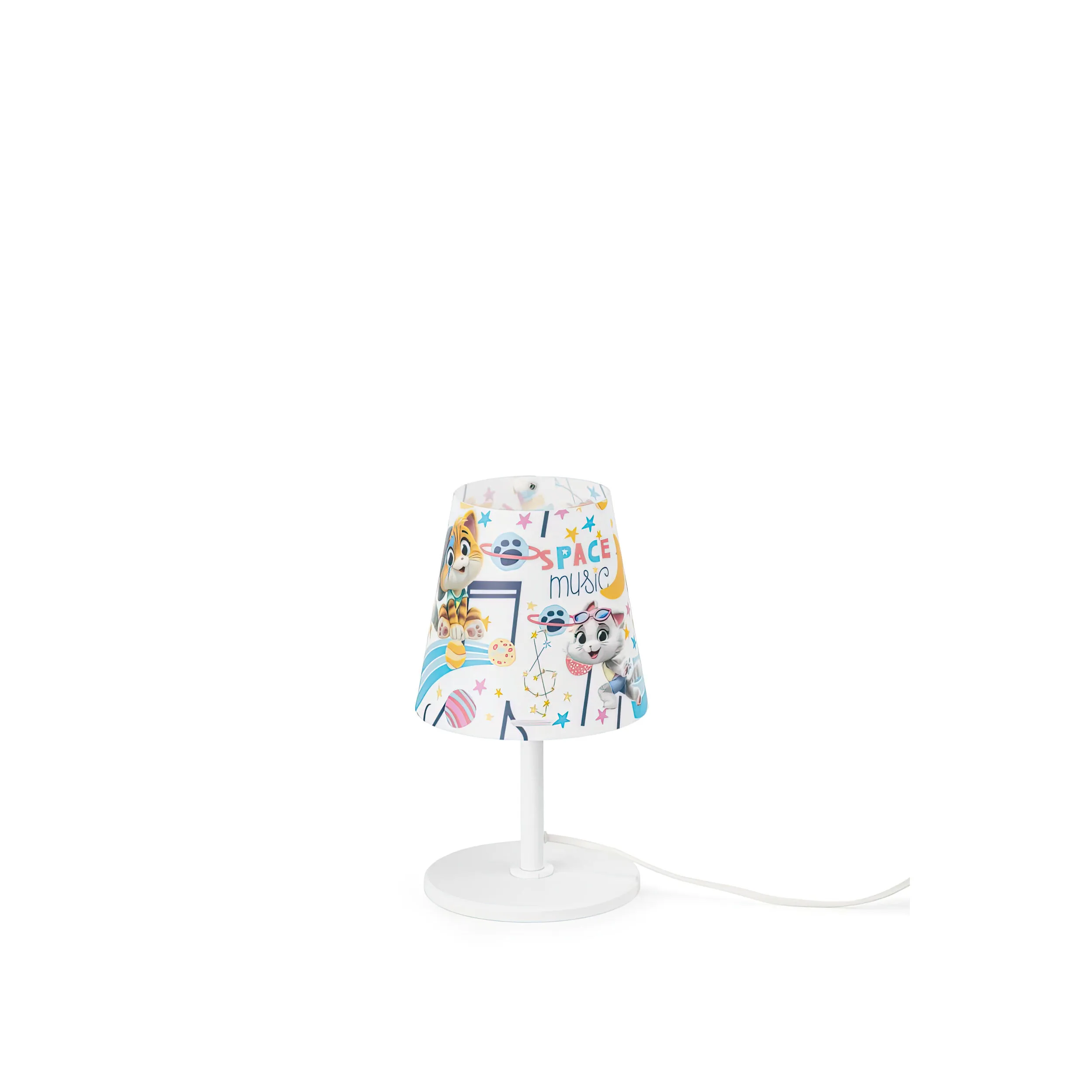 Abatjour Buffylight Space Music 44 Gatti,design Emporium realizzato in Polypropylene , PVC espanso , metallo, misure 18x18x25 cm