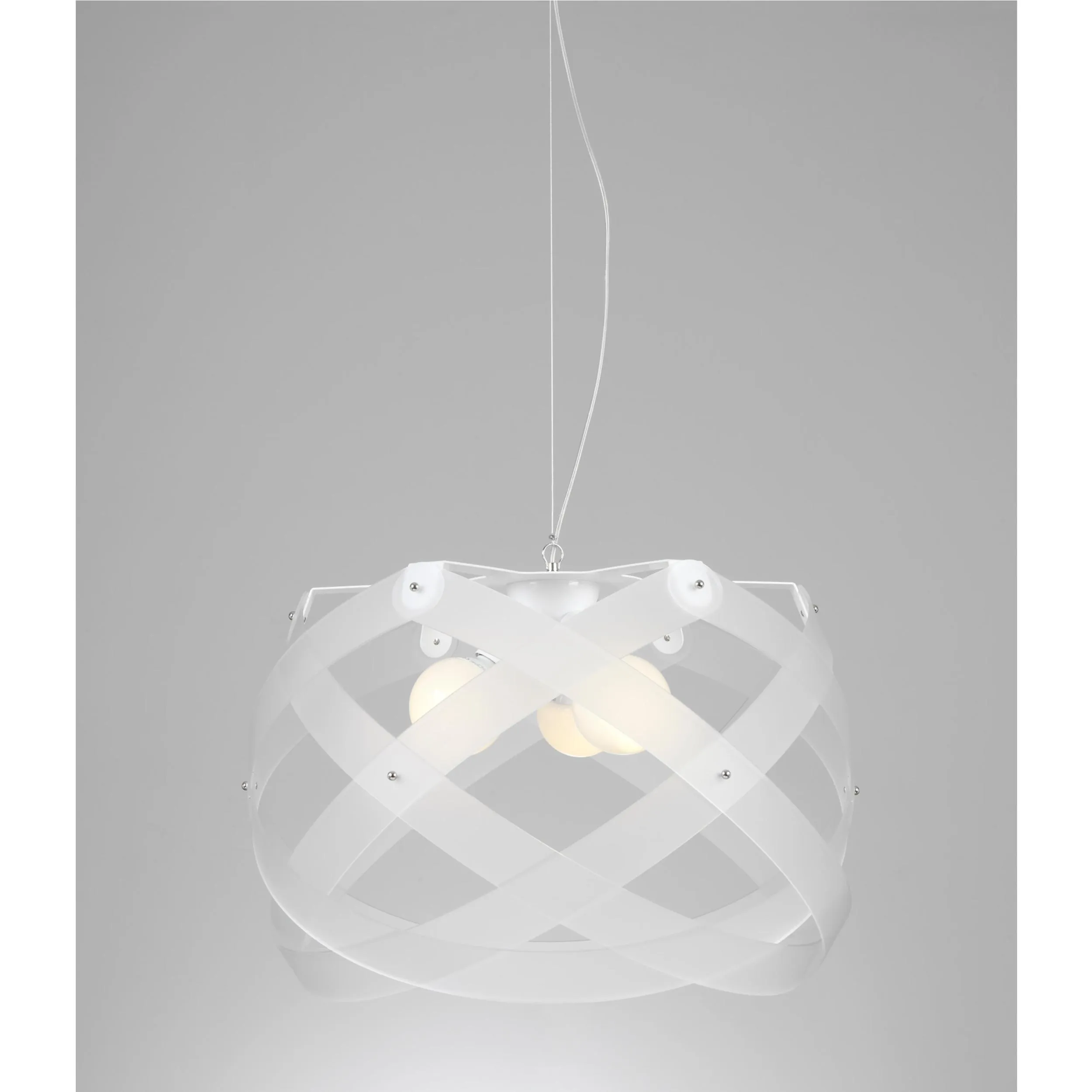 Lampadario a sospensione 3 Luci NUCLEA BIG Ø67xh38cm Supporto in Metallo Bianco Satinato