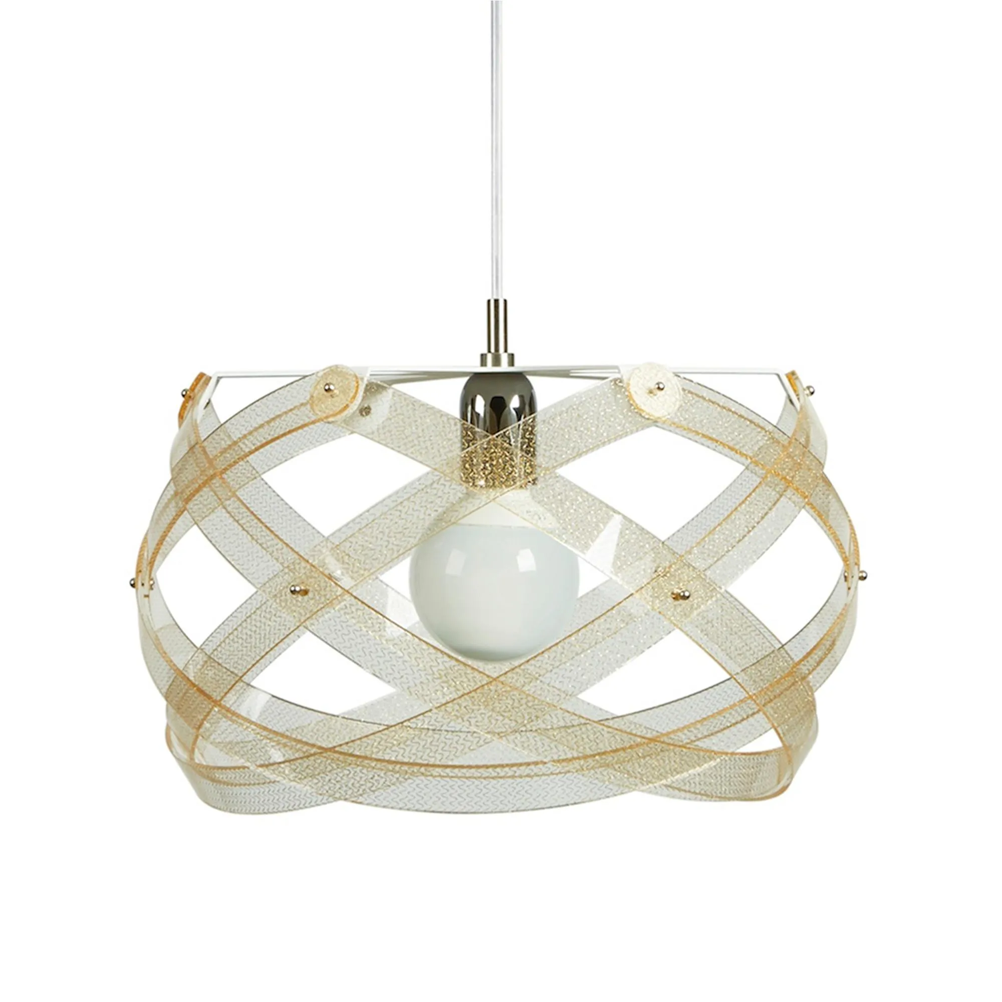 Lampadario a sospensione in metacrilato NUCLEA diametro 40xh24 cm NUCLEA colore texture gold