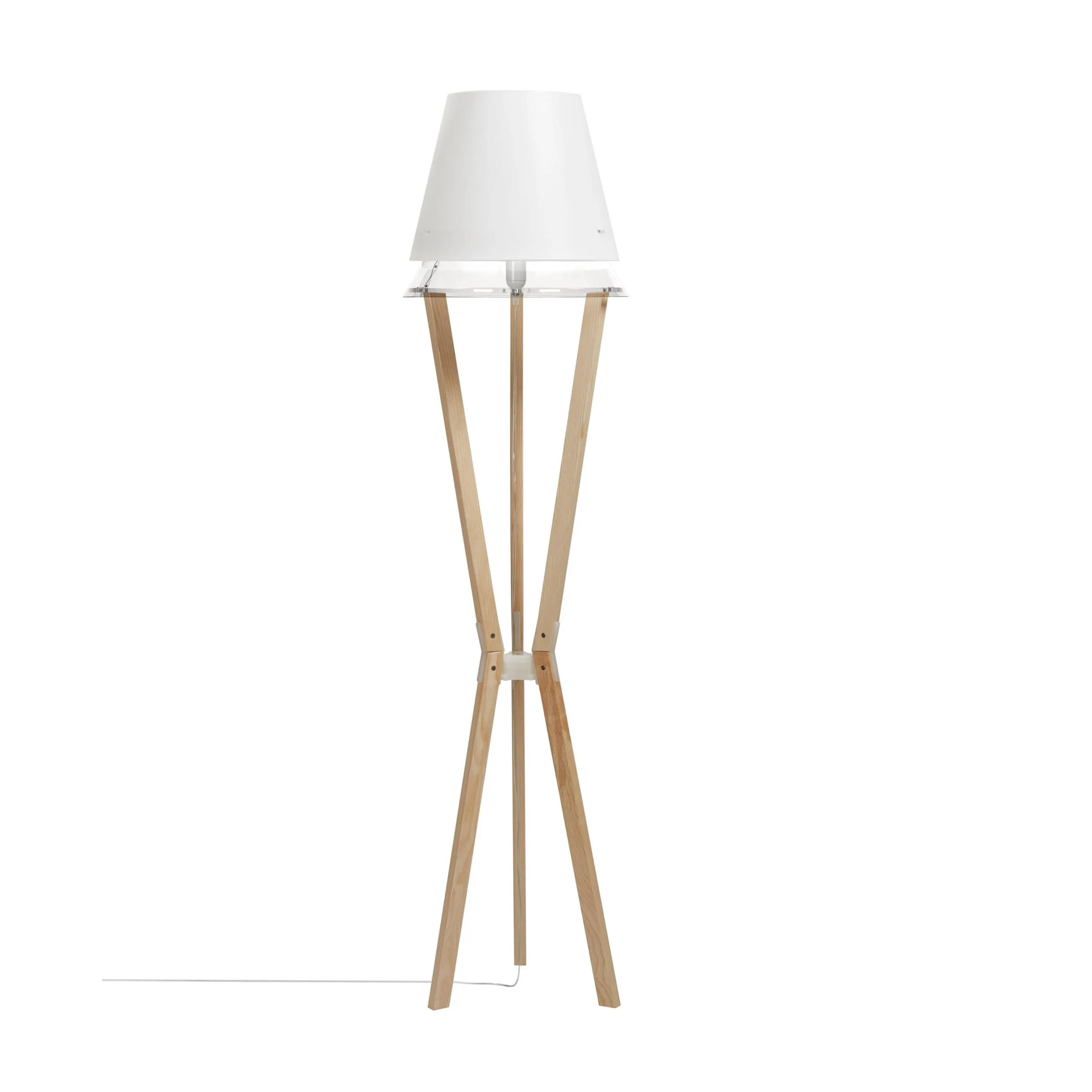 Lampada da TERRA Struttura in legno massello Frassino Lucio Ø 43xh 175 cm - 5,2 kG Paralume in Sandylex bianco trasparente