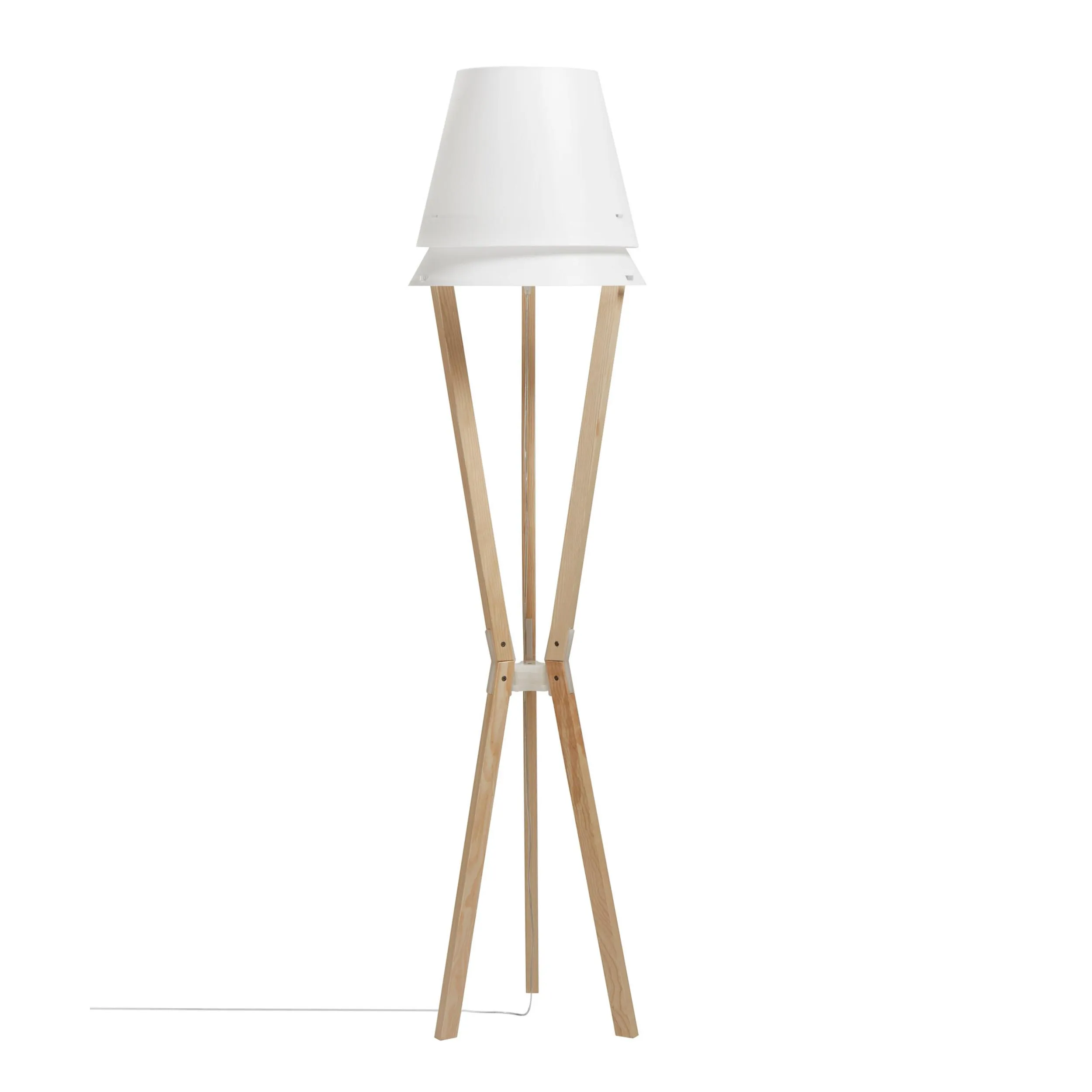 Lampada da TERRA Struttura in legno massello Frassino Lucio Ø 43xh 175 cm - 5,2 kG Paralume in Sandylex bianco bianco