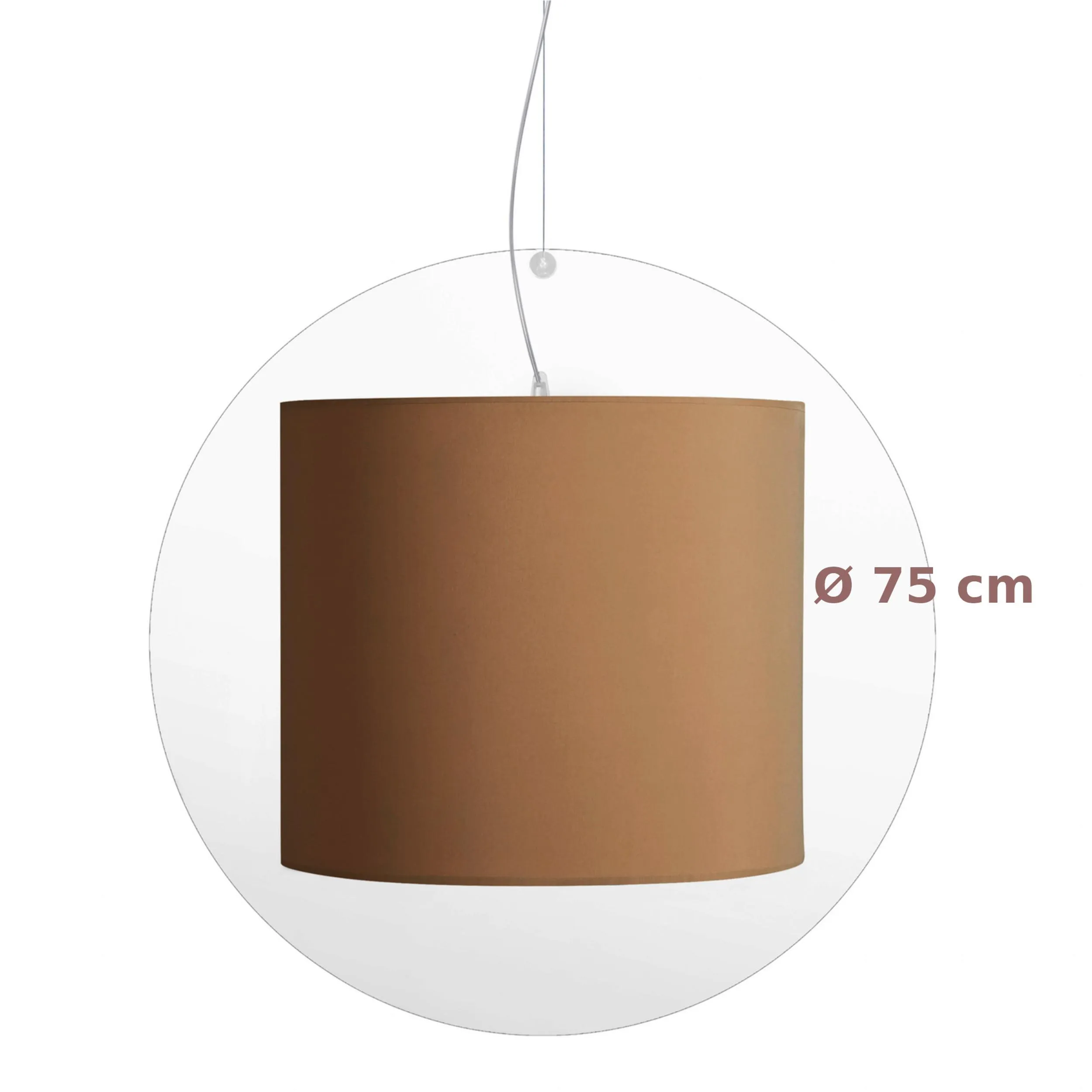 Lampadario a sospensione SURY in cristallo acrilico Diametro 75xh55 cm -2 x 40W Max paralume in cotone colore tortora