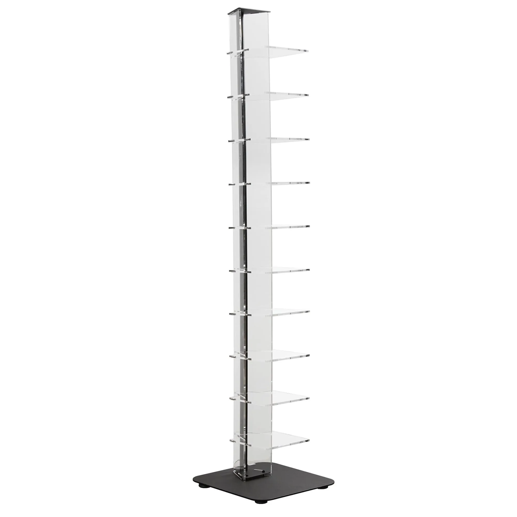 Libreria da terra in metacrilato 10 ripiani ZIA ADELE 35x25xh154 cm base e asta centrale colore nero