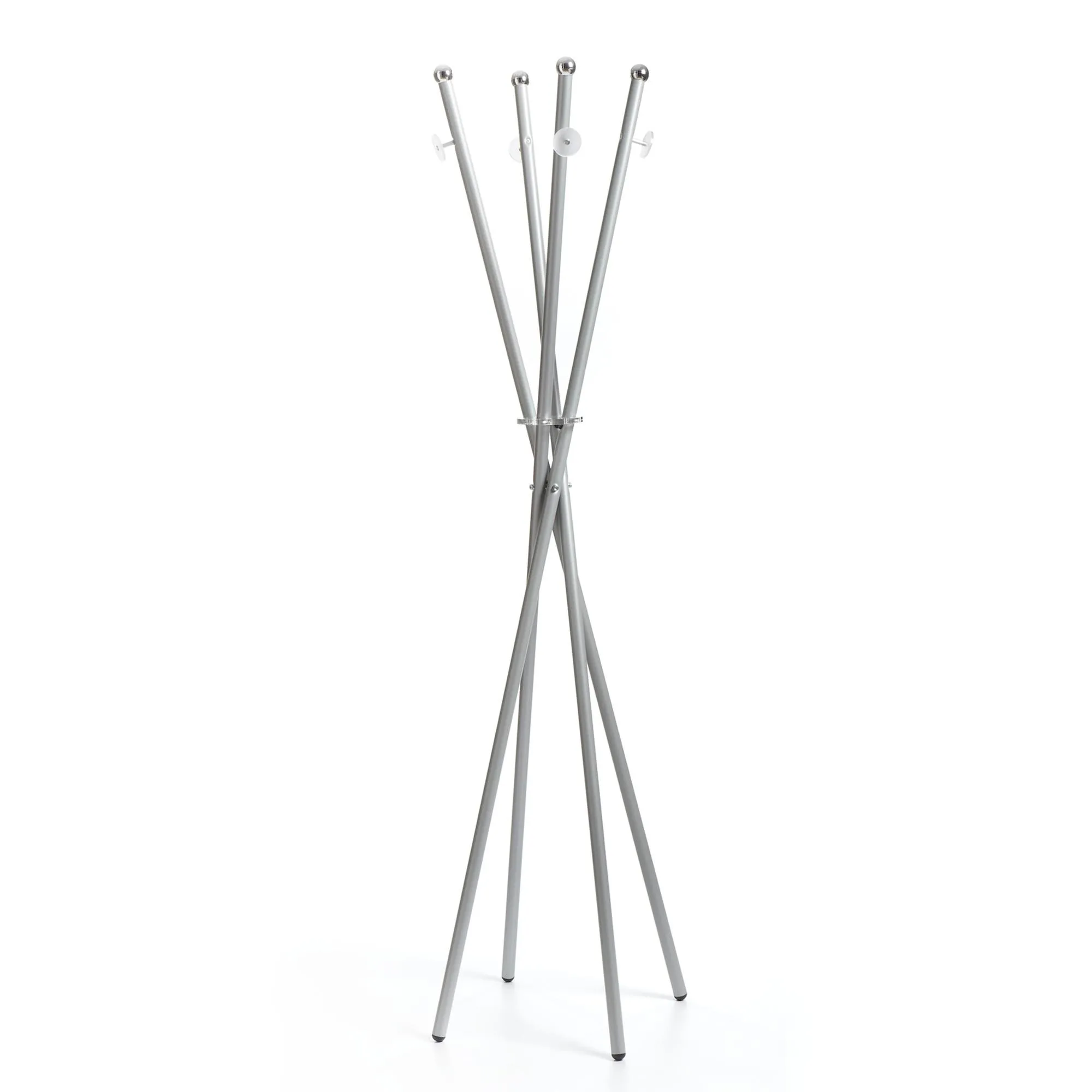 Appendiabiti richiudibile diametro 40xh180 cm Ikebana in metallo verniciato con polveri epossidiche Alluminio, pomelli bianco satinato