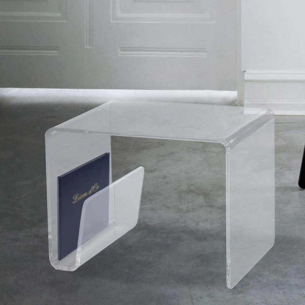 Tavolino Porta TV 40x40xh51 cm COMMA struttura in metacrilato trasparente