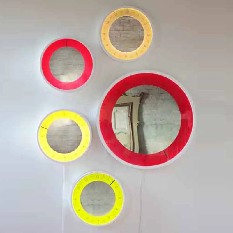 Orologio Solo ora grande diametro 90 Orologio-specchio-lampada per rimirarsi in un alone di luce colorata