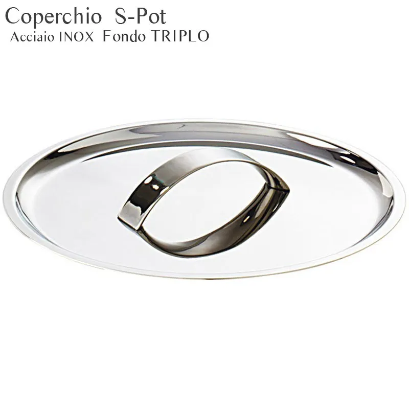 Coperchio in acciaio inox 18/10 S-Pot Ø14 cm corpo in acciaio inox lucidato a specchio