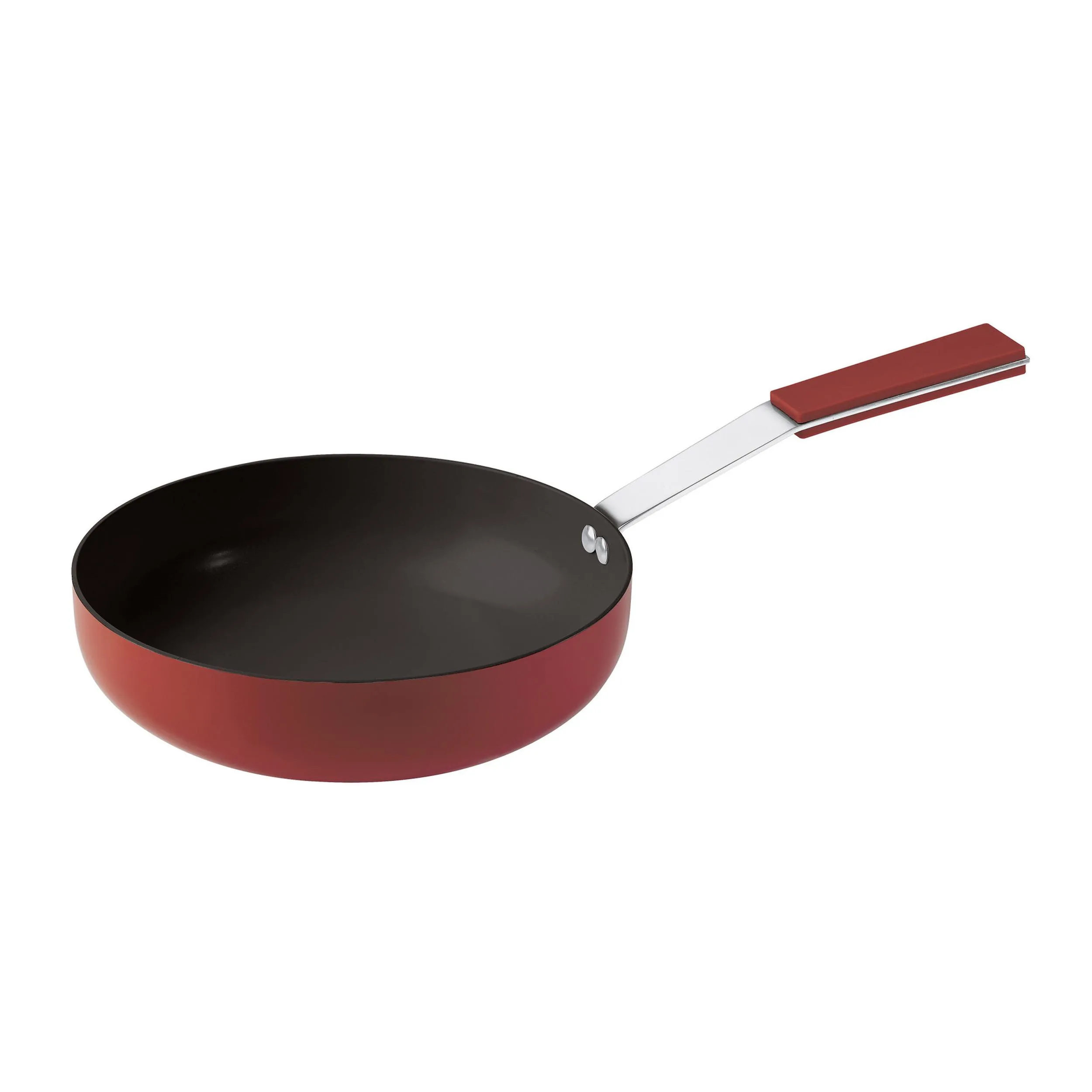 Padella un manico in Silicone O'Clock Red Ø24xh5,5 cm - 1,5 lt - 1,16 kg. fondo termo diffusore, corpo in alluminio inox colore rosso