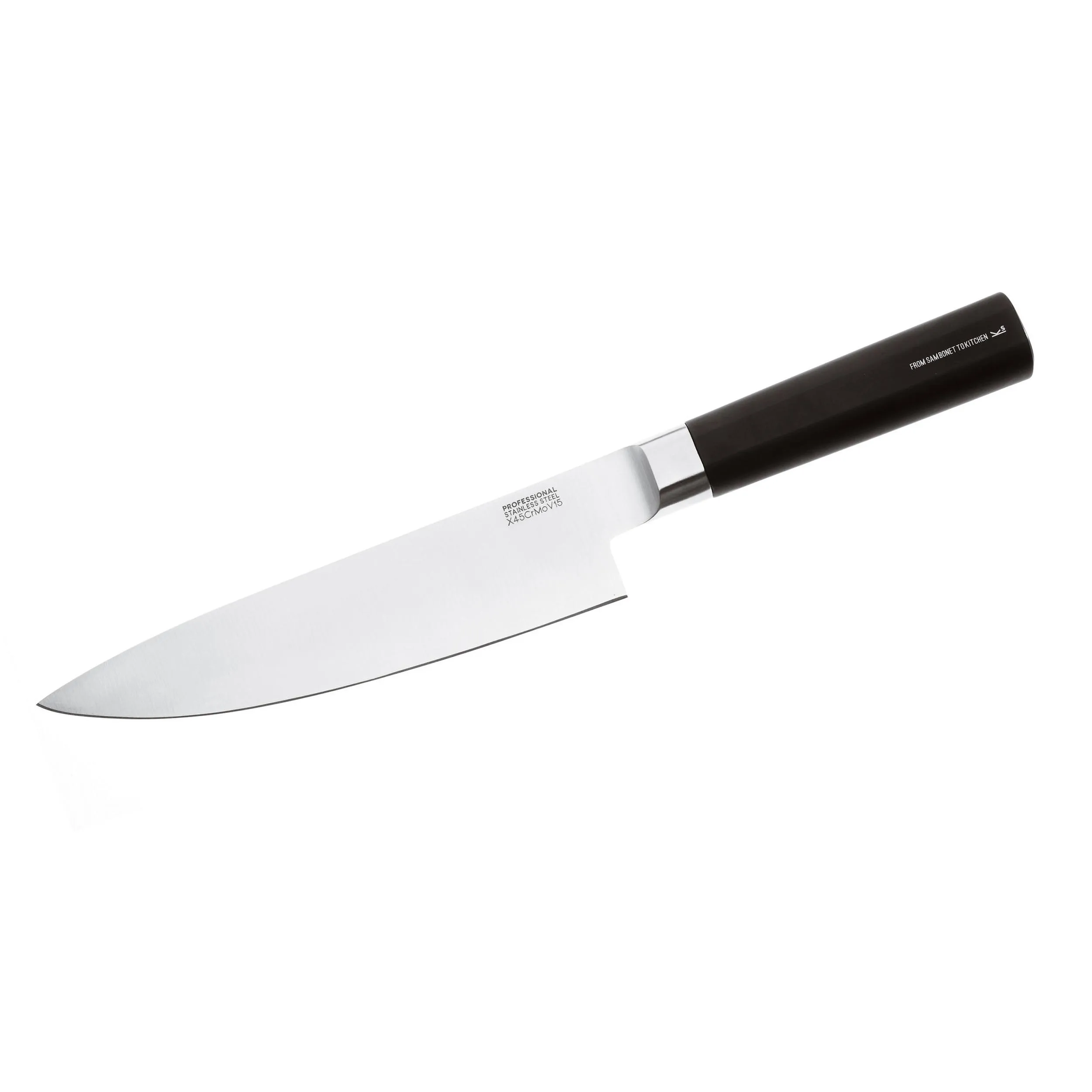 Coltello cucina NERO in ABS BLACK KNIVES 200 mm 1 PEZZO in acciaio inox 18.10 lucido adatto all'uso in Lavastoviglie
