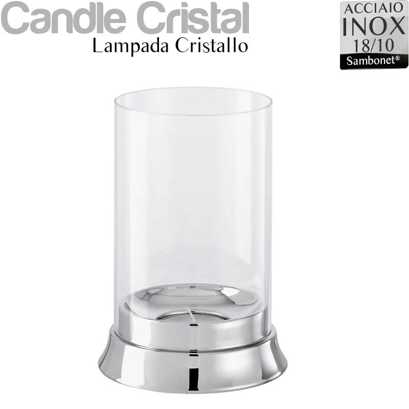 Lampada porta candele da tavolo in acciaio 18/10 linea Bamboo Sambonet Ø 20 xh14 cm - 35 Ml Peso 0,06 kg inox lucidato a specchio