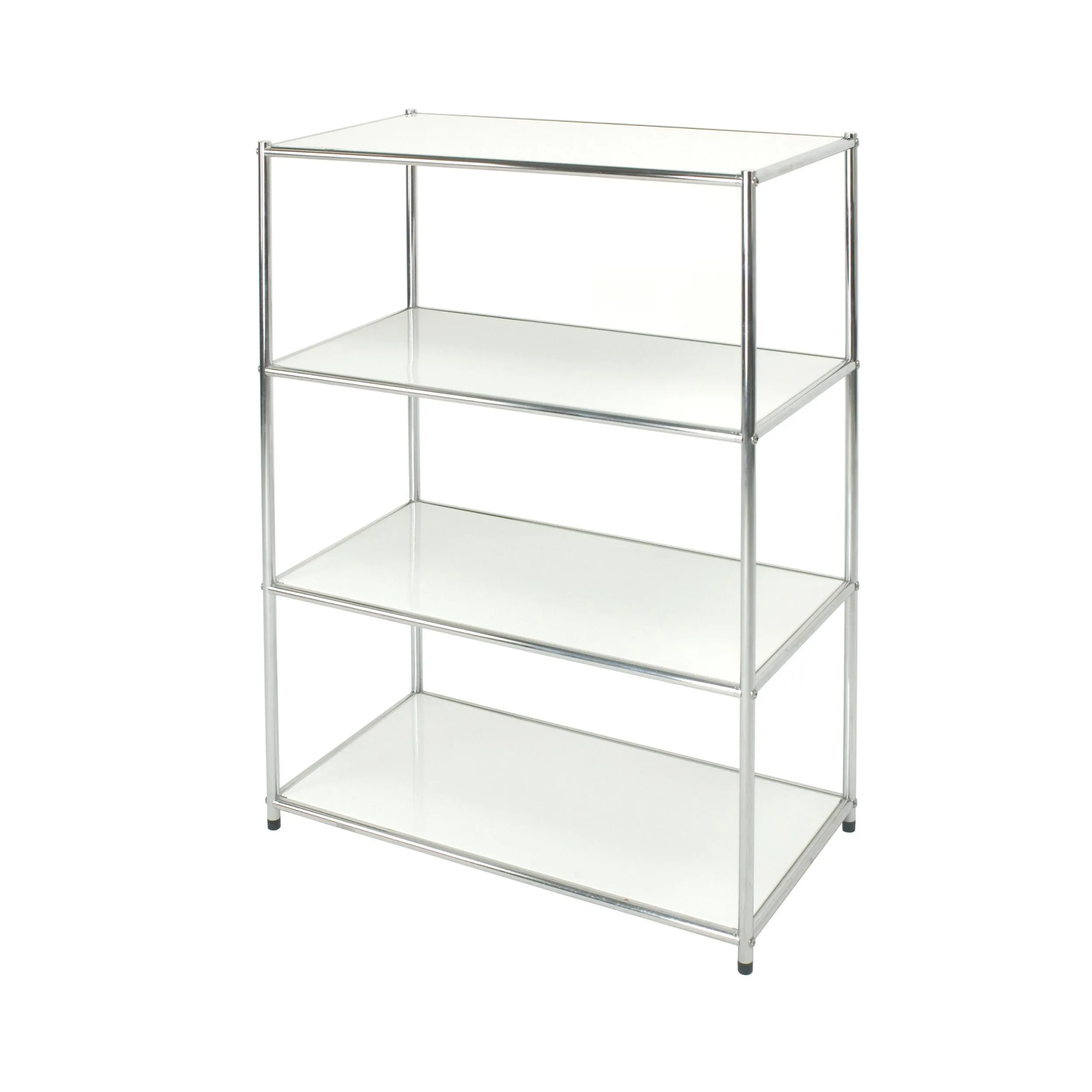 Libreria cromata 4 ripiani colore Bianco Easy 40x80xh120 cm montaggio facile piedini regolabili