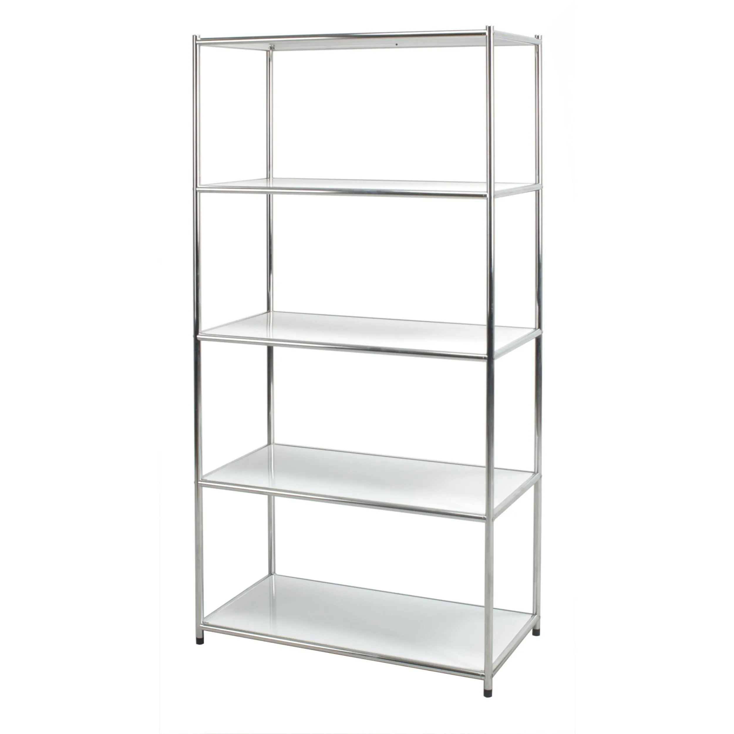 Libreria cromata 5 ripiani colore Bianco Easy 40x80xh160 cm montaggio facile piedini regolabili