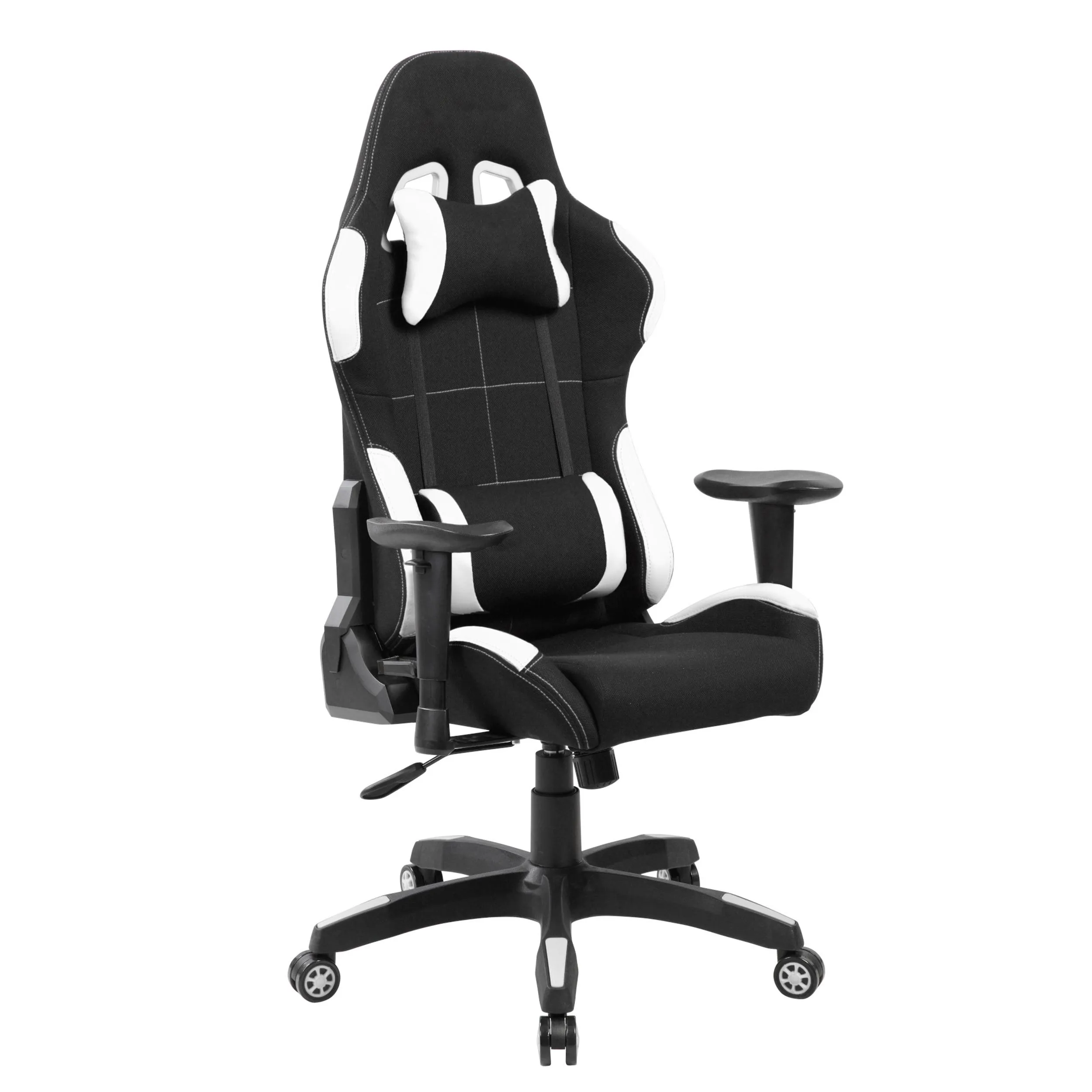 Poltrona Gaming modello INDIANAPOLIS gioco, computer ufficio in similpelle con altezza seduta regolabile Dimensioni: cm 72 x 57,5 x h. 124 max 134 cm Colore bianco nero