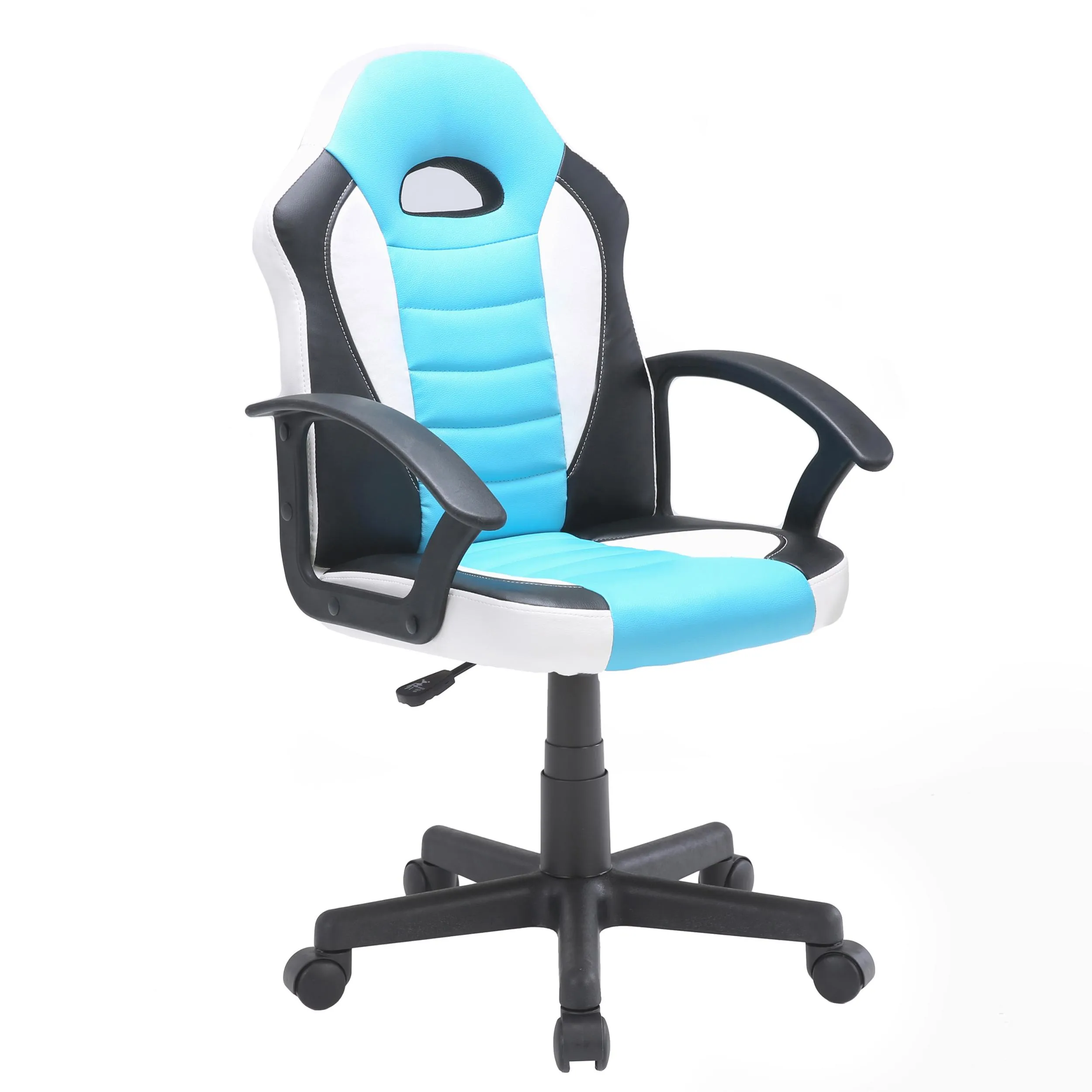 Poltroncina Gaming modello Bambino gioco, computer ufficio similpelle con altezza seduta regolabile L55xP66x h88,5-99,5cm Nero e bianco