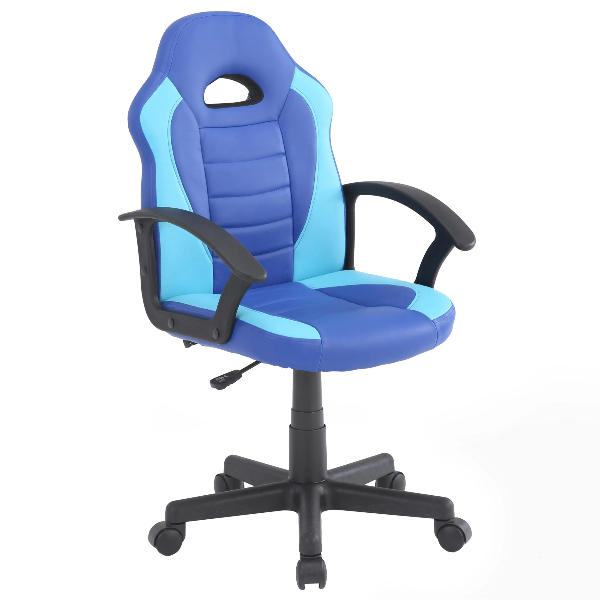 Poltroncina Gaming modello Bambino gioco, computer ufficio similpelle con altezza seduta regolabile L55xP66x h88,5-99,5cm Blu e Azzurra