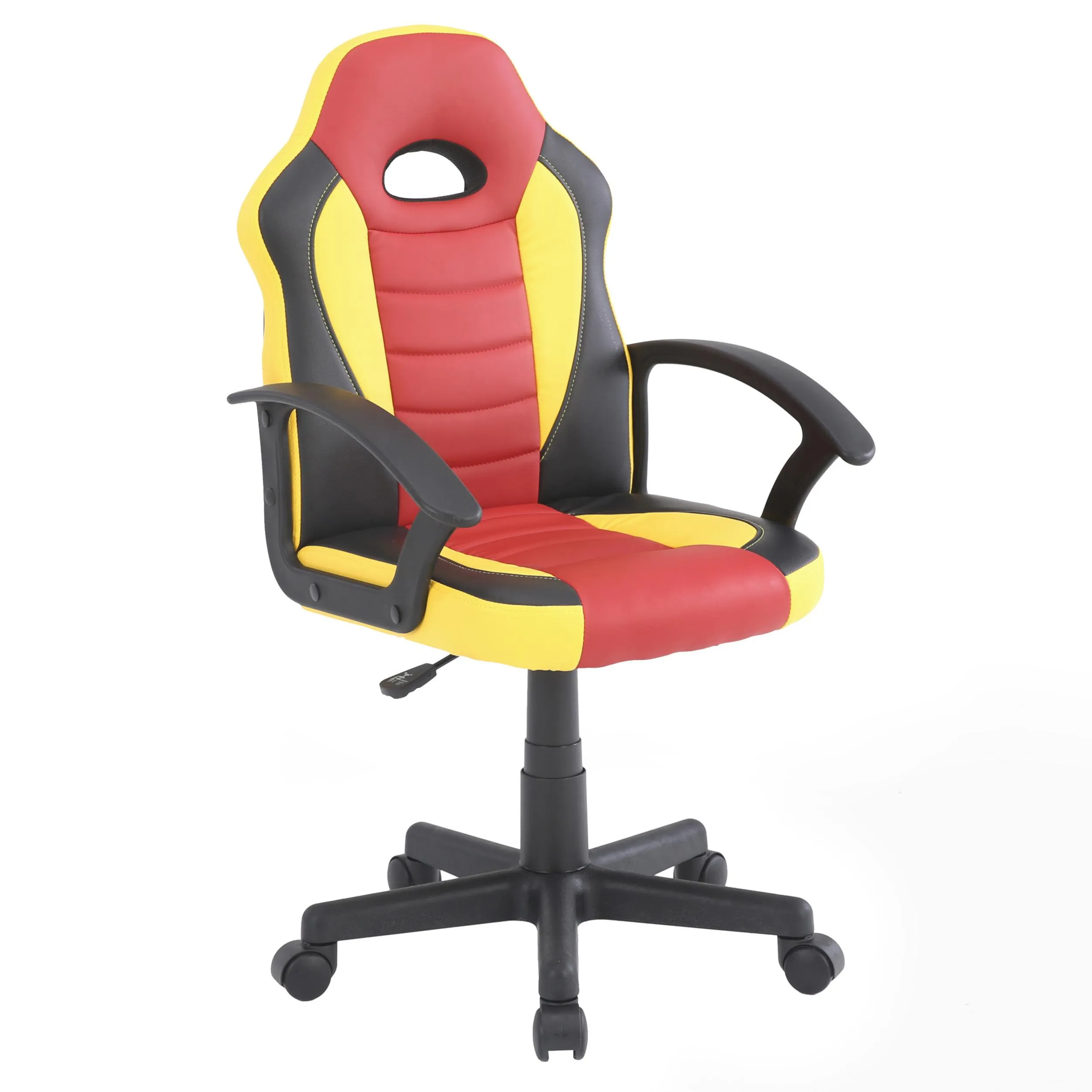 Poltroncina Gaming modello Bambino gioco, computer ufficio similpelle con altezza seduta regolabile L55xP66x h88,5-99,5 cm Granata e Gialla