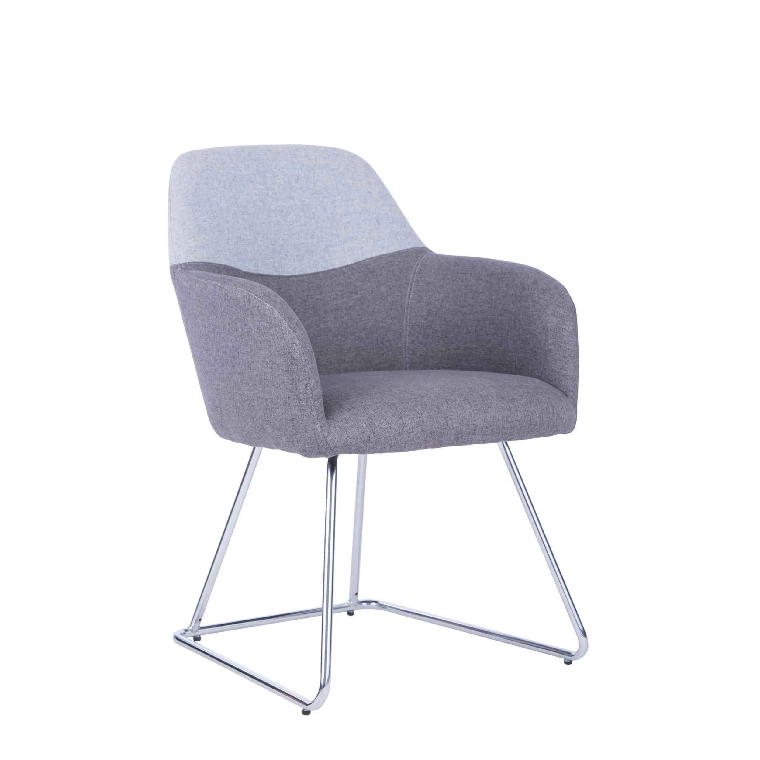 Poltroncina attesa in tessuto su slitta con braccioli in acciaio AUSTIN 56,5x62xh83 cm - peso 8,5 kg imbottita colore azzurro grigio