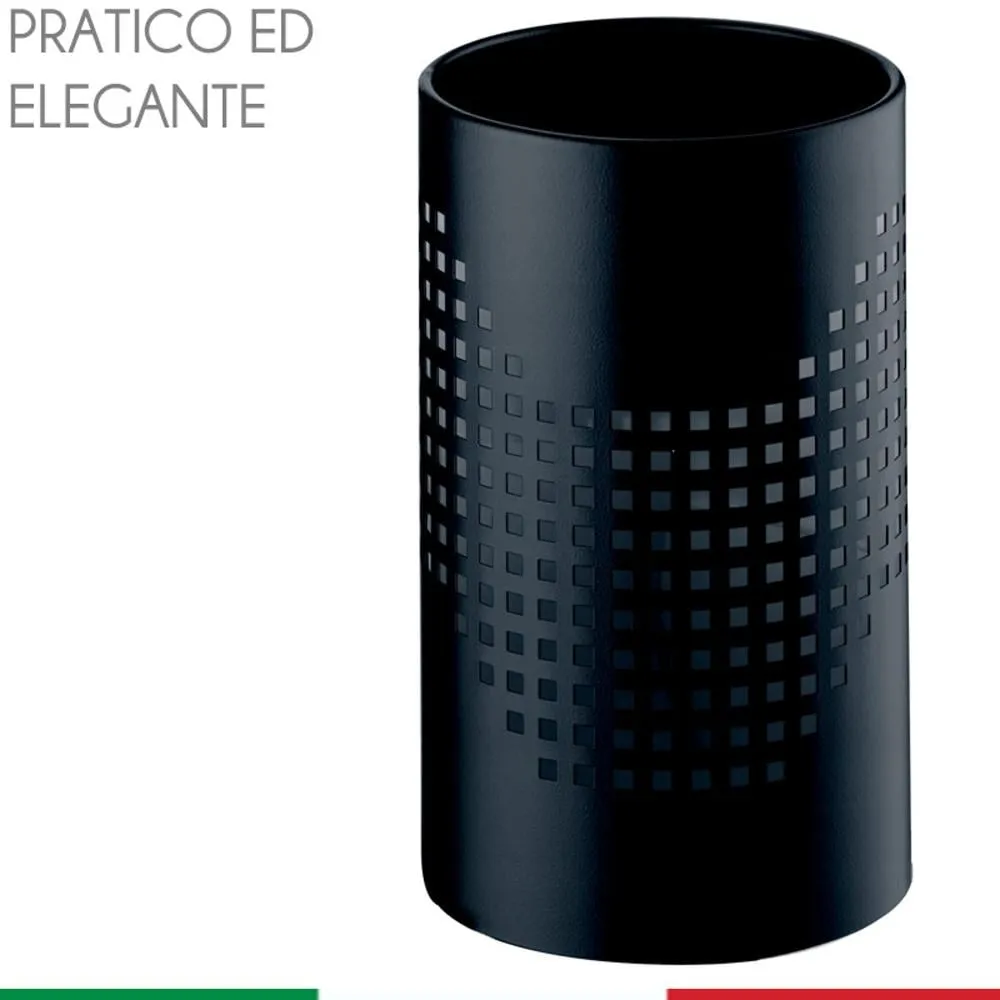 Cestino gettacarta 25xh38 cm Quadrotto in lamiera forata lucido Standard Nero