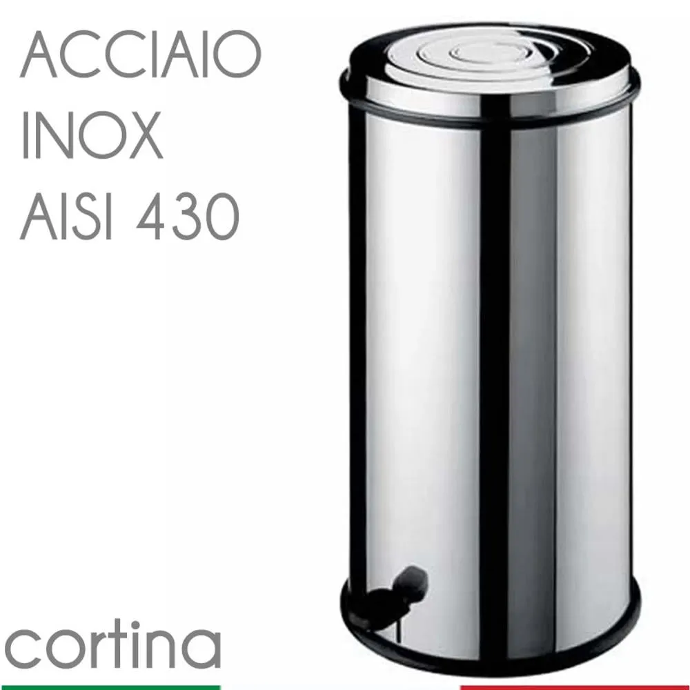 Pattumiera a Pedale Cortina STANDARD Ø26 x h59 - lt. 18 in Acciaio inox lucido con secchio interno