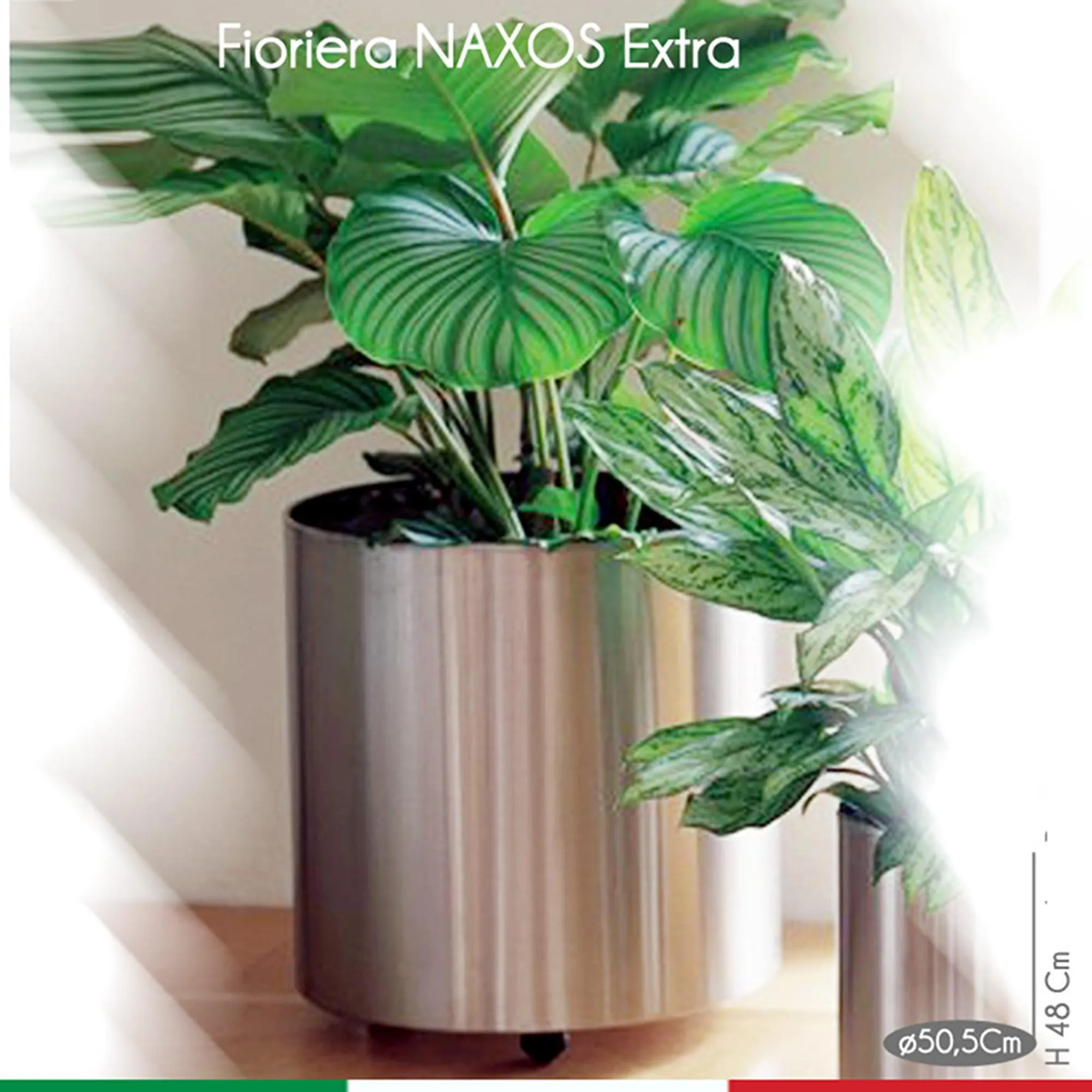 Fioriera Naxos EXTRA diametro 50,5xh48 cm - L 94 in Acciaio Inox Aisi 430 inox Satinato