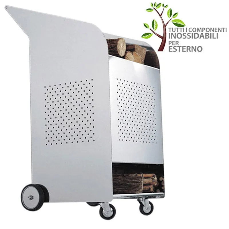 Portalegna Wood 53x73xh100 cm trolley OUTDOOR per esterni