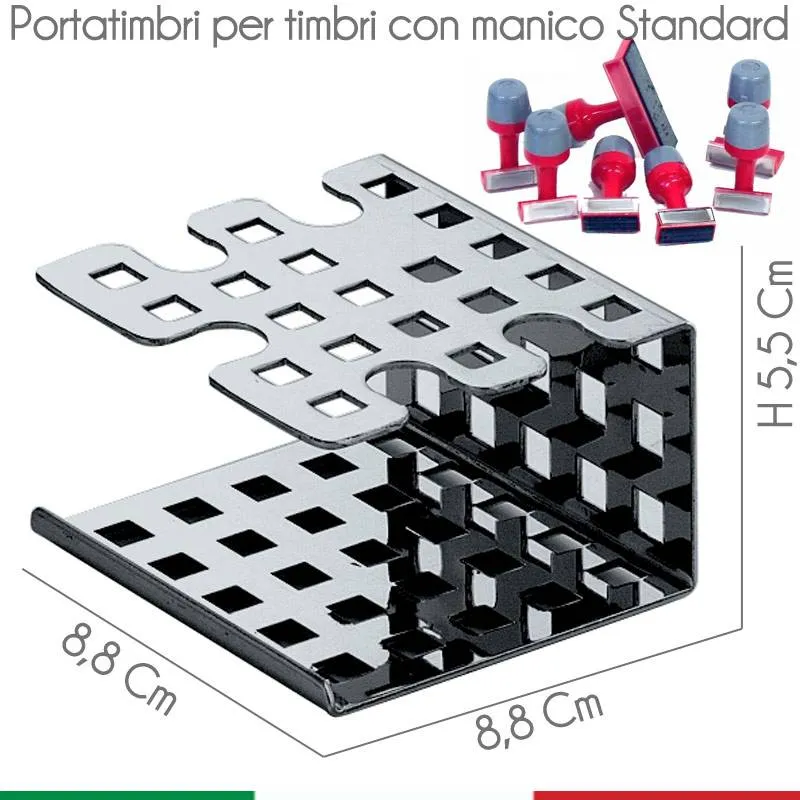 Porta timbri Quadrotto 8.8x8.8xh5.5 cm in acciaio inox lucido