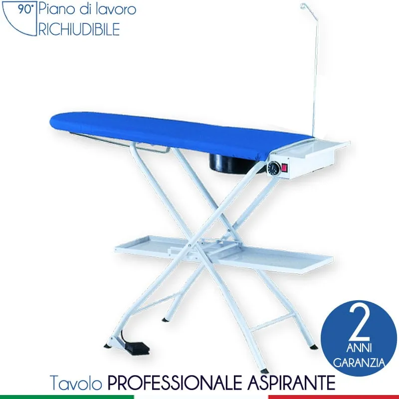 Tavolo da stiro universale riscaldato ed aspirante BF006 128,5x42xh85-90 max cm - peso 17,5 Kg predisposto x attacco per braccetto stiramaniche aspirante