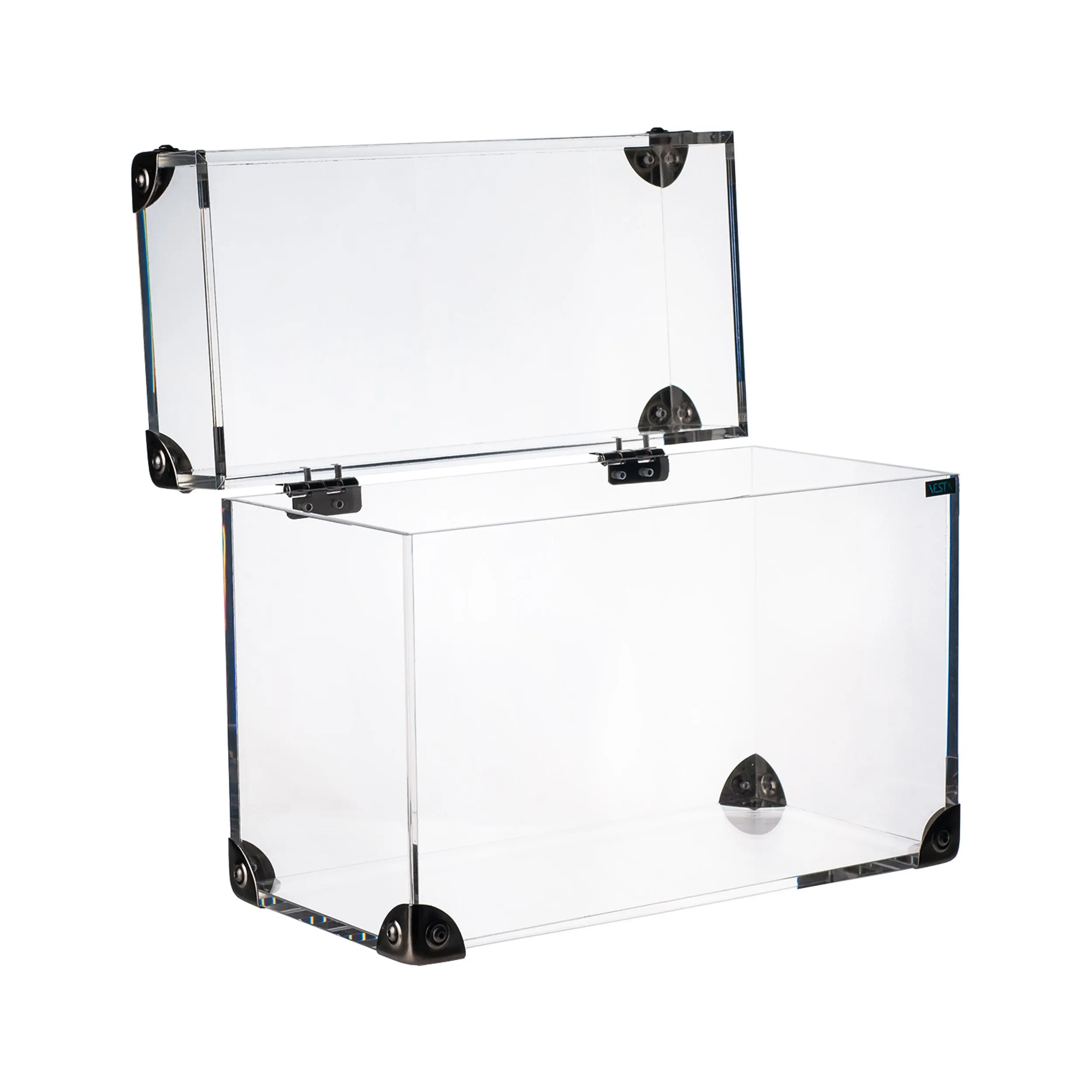Cofanetto Portagioie moderno in cristallo Acrilico GRANDE 20x12,5xh 20 cm peso 0,82 kg in scatola regalo trasparente