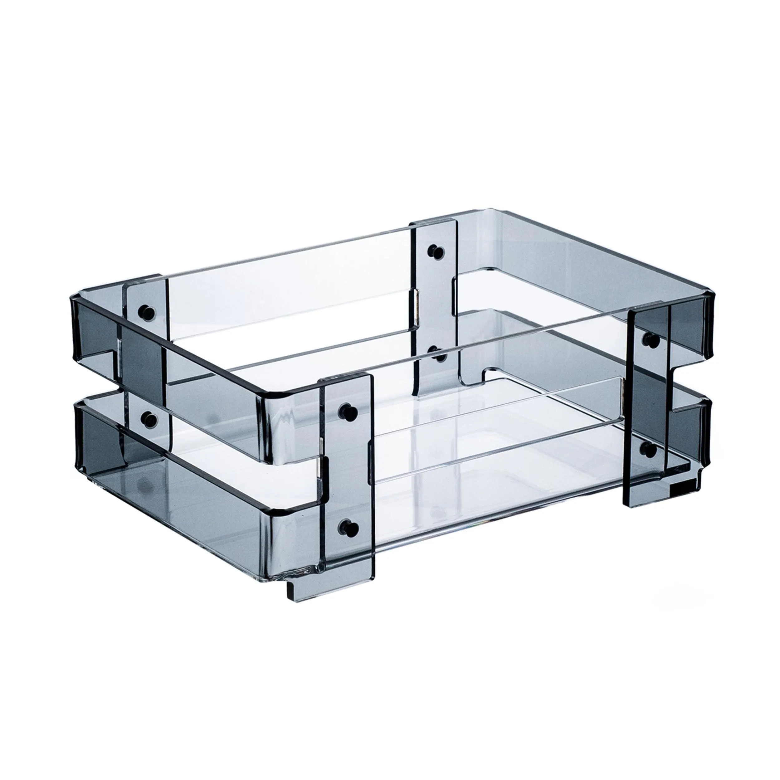 Cassetta portafrutta Piccola, in materiale acrilico 24x17xh9 cm , sovrapponibile in acrilico colore fumé