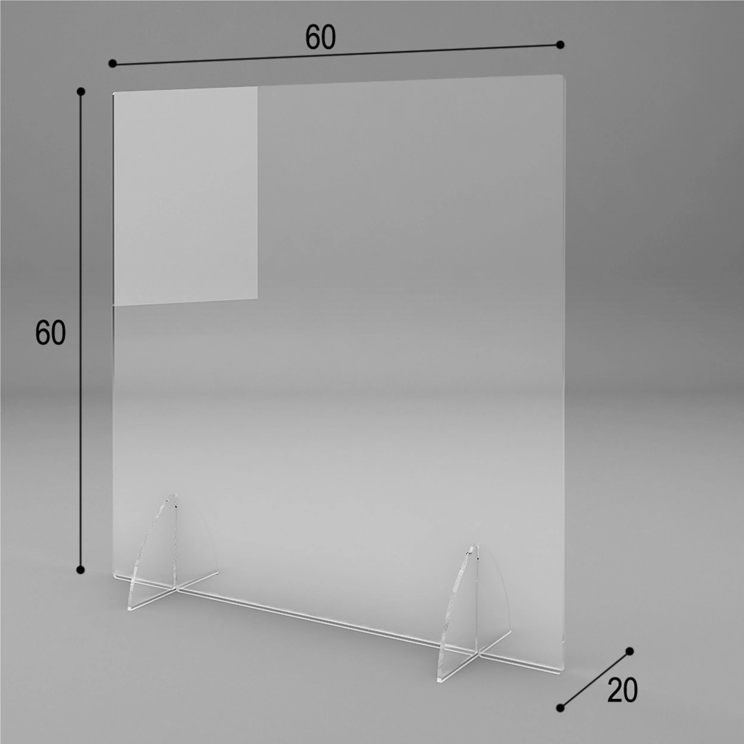 Schermo Protettivo parafiato da tavolo larghezza 60 cm in plexiglass 60x20xh60 cm - con spessore 5 mm per attività commerciali , uffici che necessitano di protezione consegna 48 ore