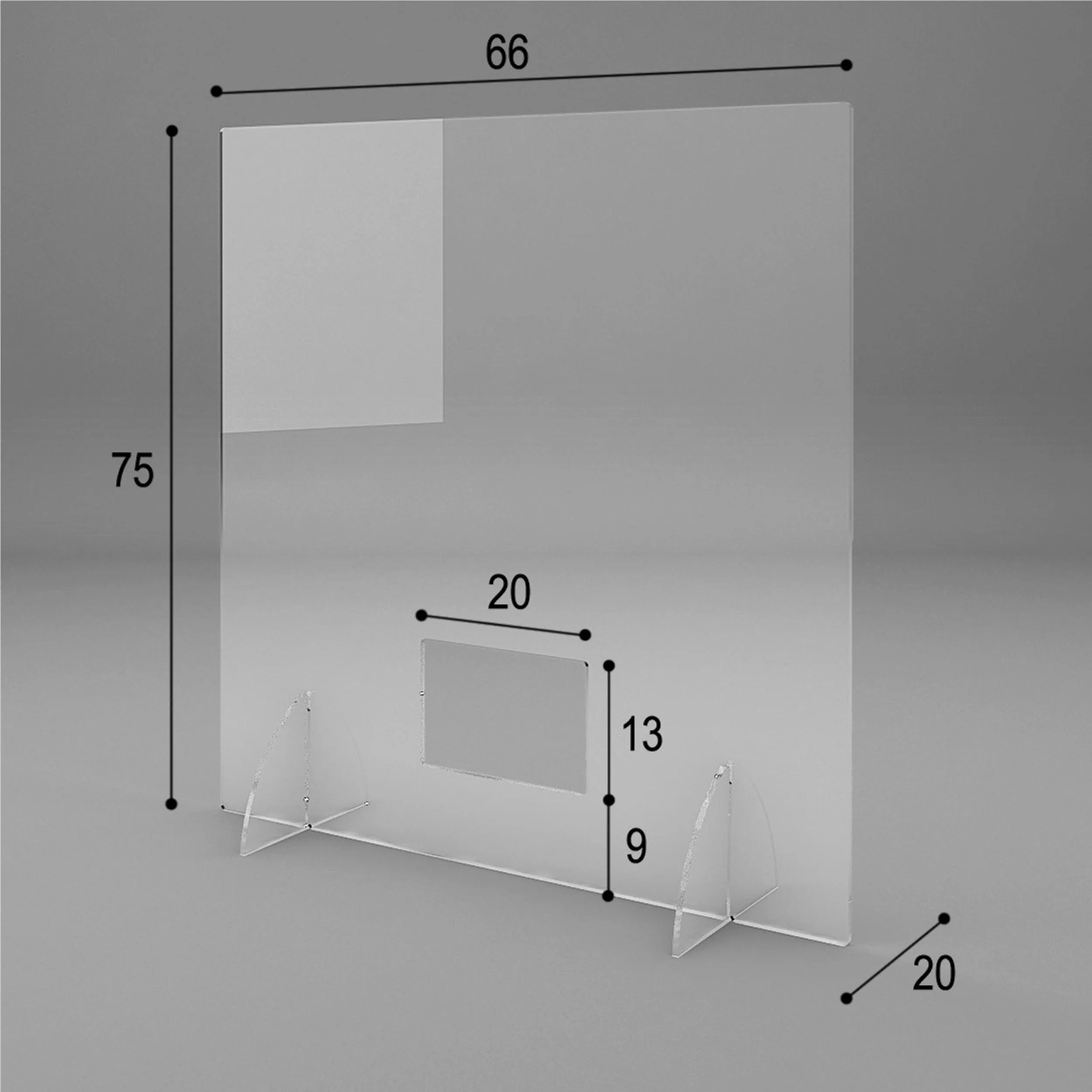 Schermo Protettivo parafiato da tavolo larghezza 66 cm in plexiglass 66x20xh75 cm - con passa soldi spessore 5 mm per attività commerciali , uffici che necessitano di protezione consegna 48 ore