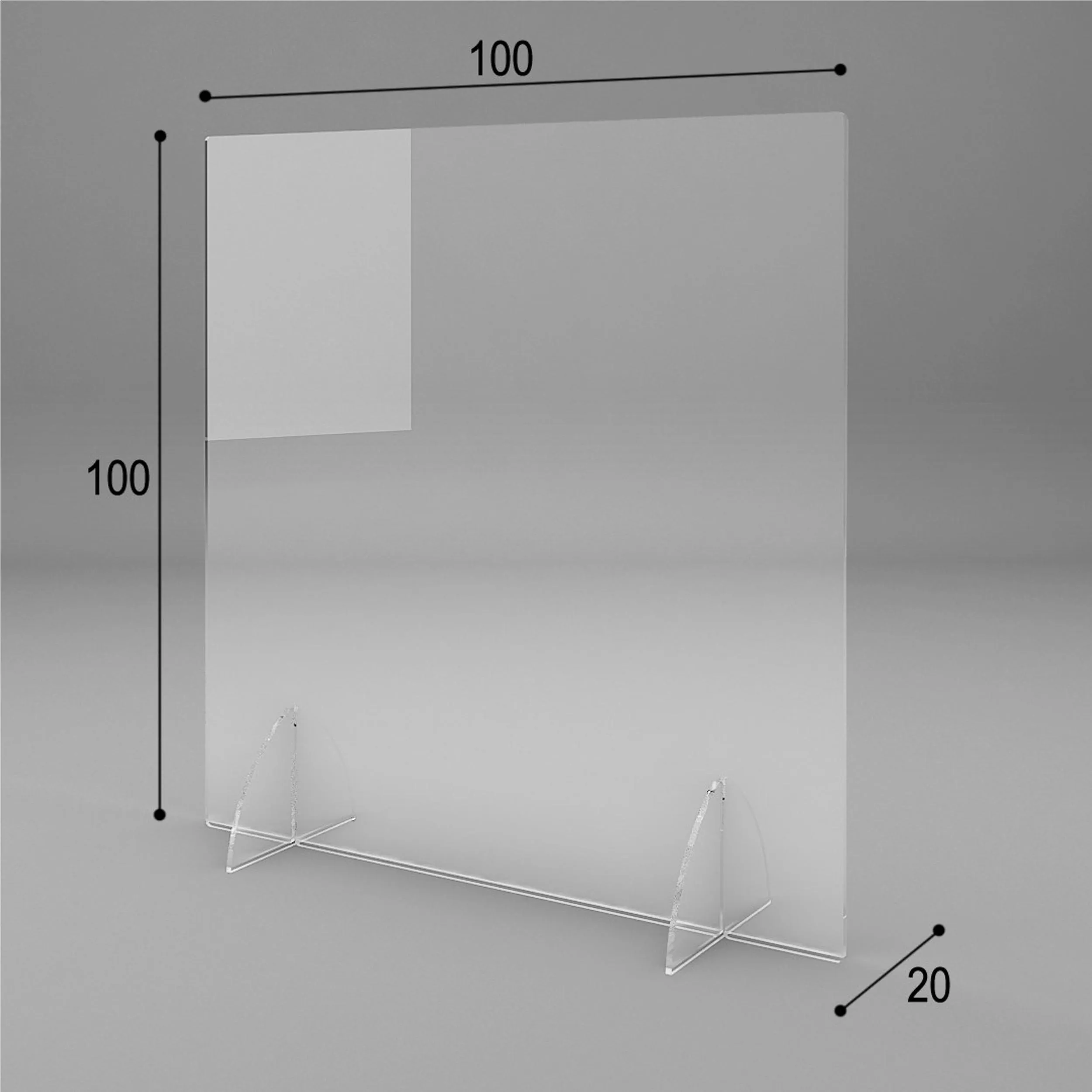 Schermo Protettivo parafiato da tavolo larghezza 100 cm in plexiglass 100x20xh100 cm - spessore 5 mm per attività commerciali , uffici che necessitano di protezione consegna 48 ore