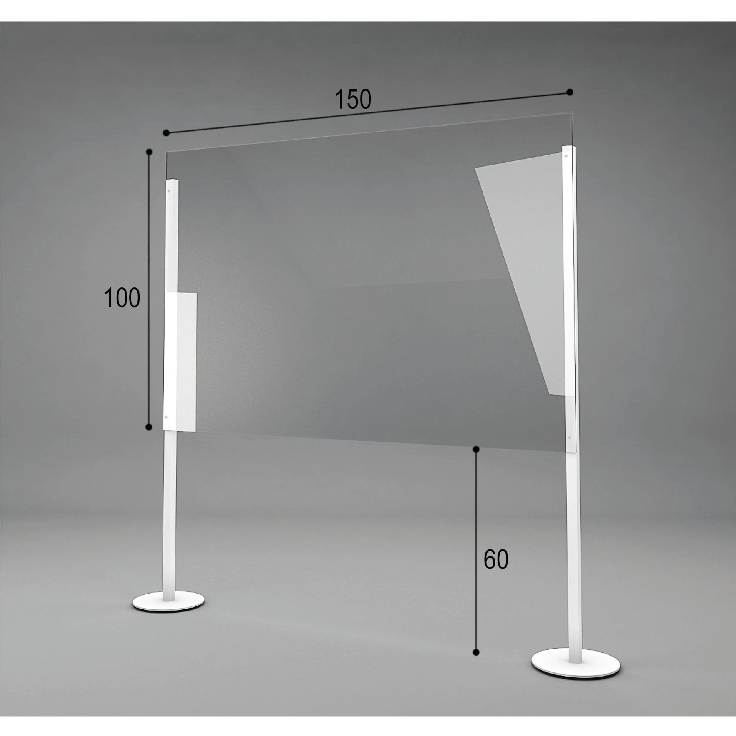 Separatore paravento per spazi ristorante, bar da terra 150 cm in plexiglass 150xh100 cm - spessore 5 mm per attività commerciali , uffici che necessitano di protezione