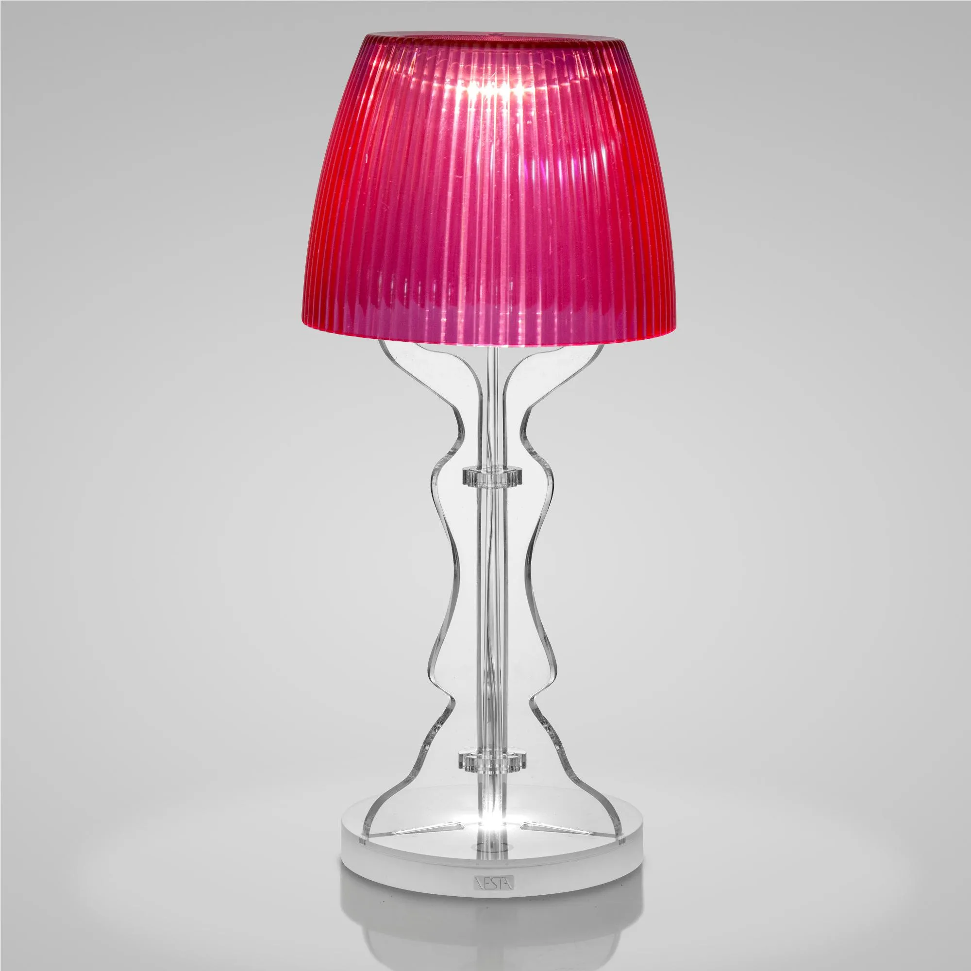 Lampada da tavolo senza fili Abat Jour Lady Led diametro 14xh33cm cappellino prismatico funzione a batteria Autonomia 6 ore fucsia