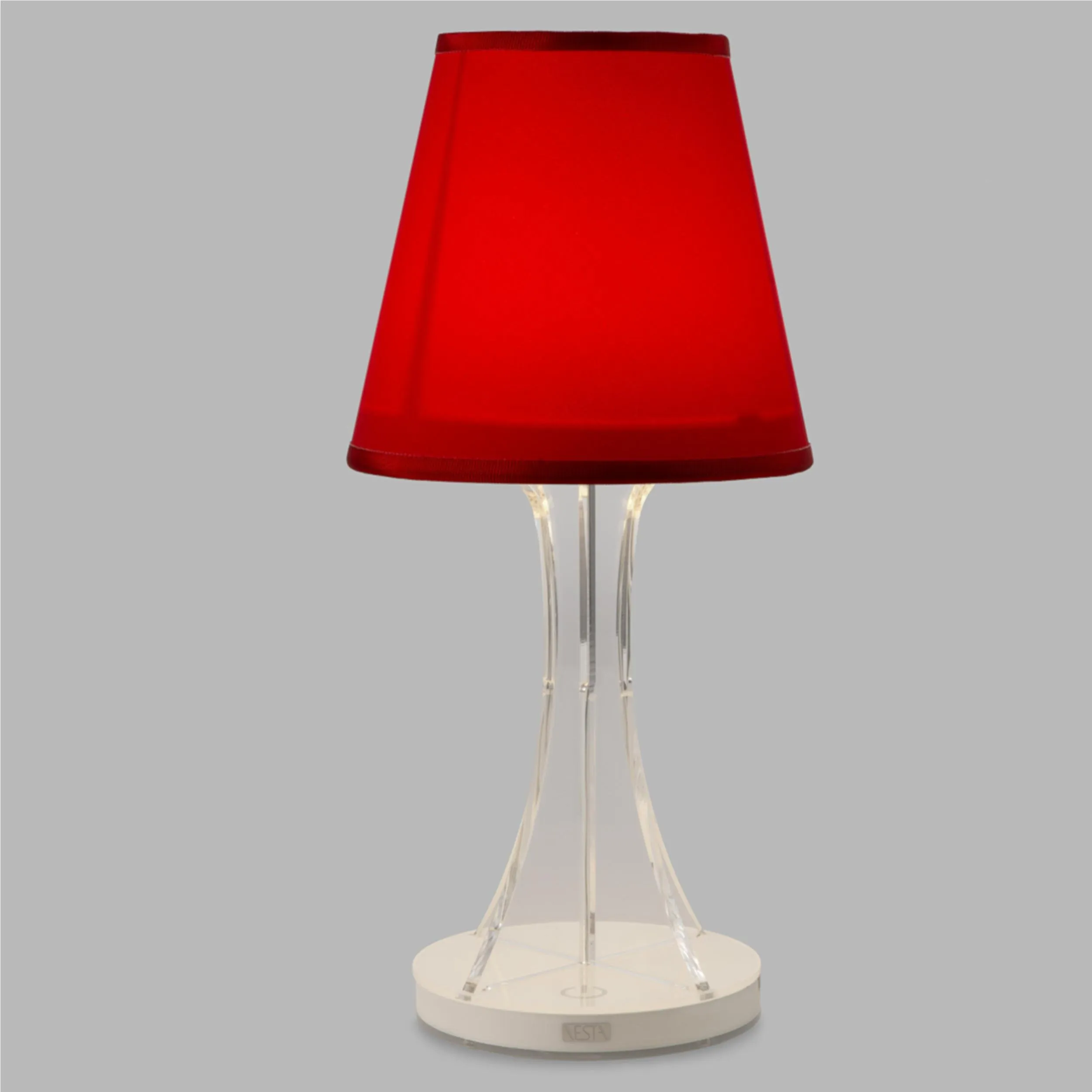 Lampada da tavolo Abat Jour a MINI SKY LED Batteria senza filo Piccola Sky Led diametro 12xh33 cm Autonomia 8 ore cappellino in cotone Rosso