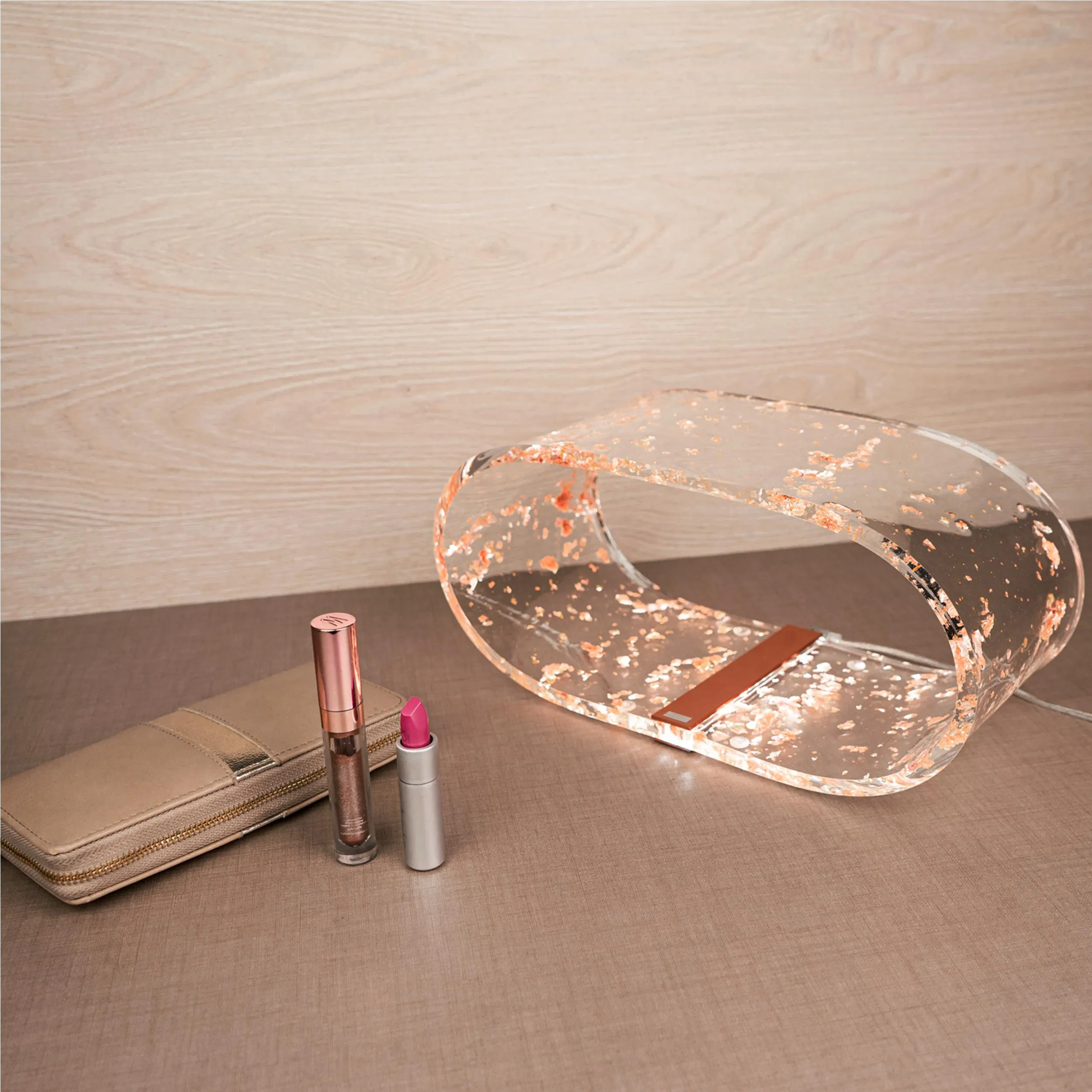 Lampada da tavolo Futura Led Grande MARBLE 33x14,5xh16 cm 5 W -6.000 K in plexiglas inciso acrilico Bronzo