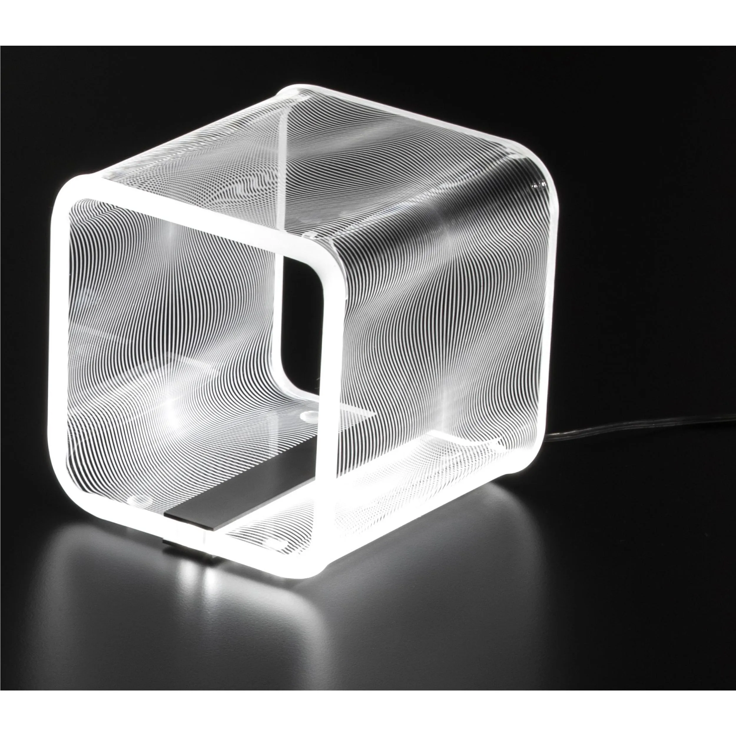 Lampada da tavolo LED SMALL SOLID FLOTS 14,5x14,5xh14,5 cm 5 W -6.000 K in Cristallo acrilico inciso trasparente