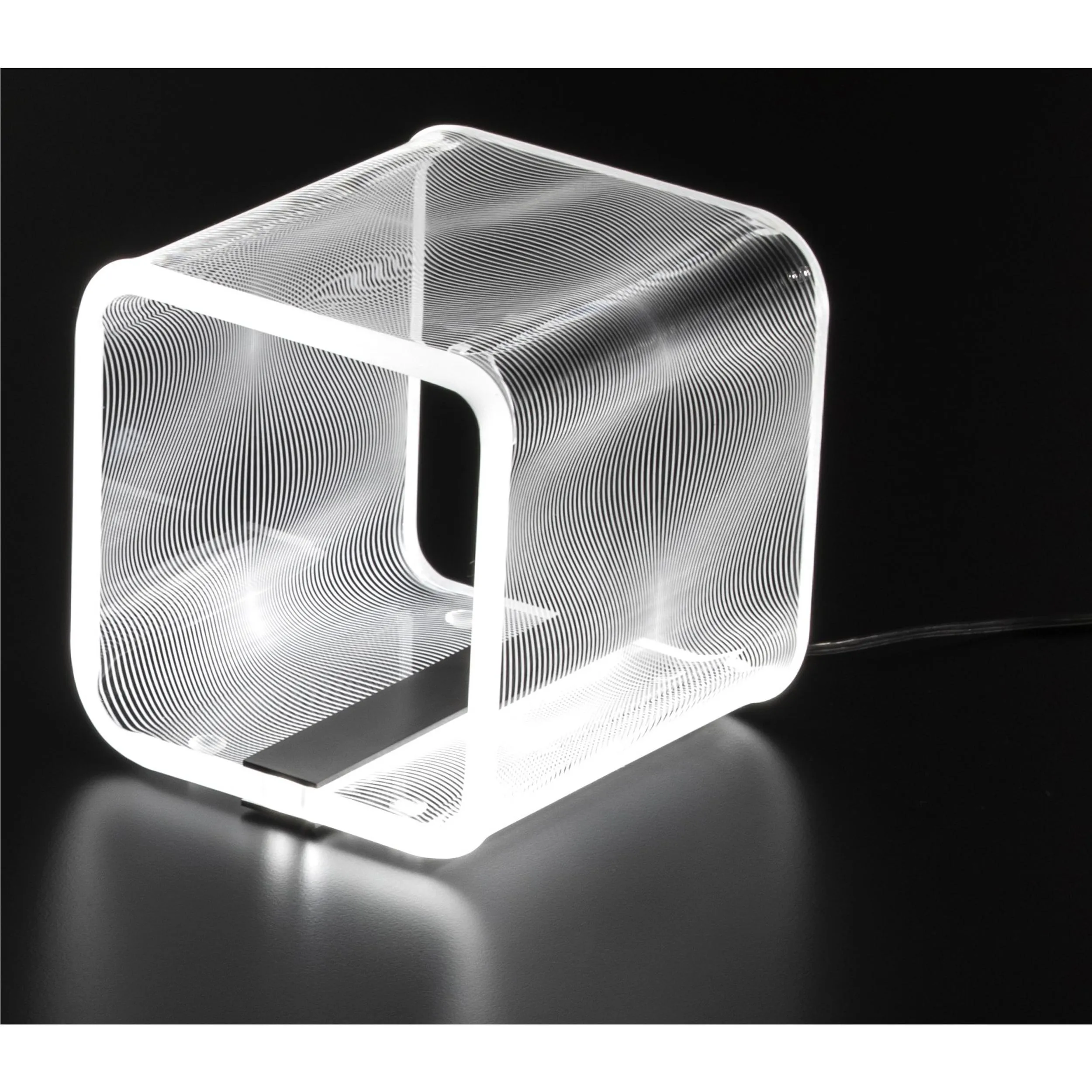 Lampada da tavolo LED MEDIUM SOLID FLOTS 22,5x22,5xh22,5 cm 5 W -6.000 K in Cristallo acrilico inciso trasparente