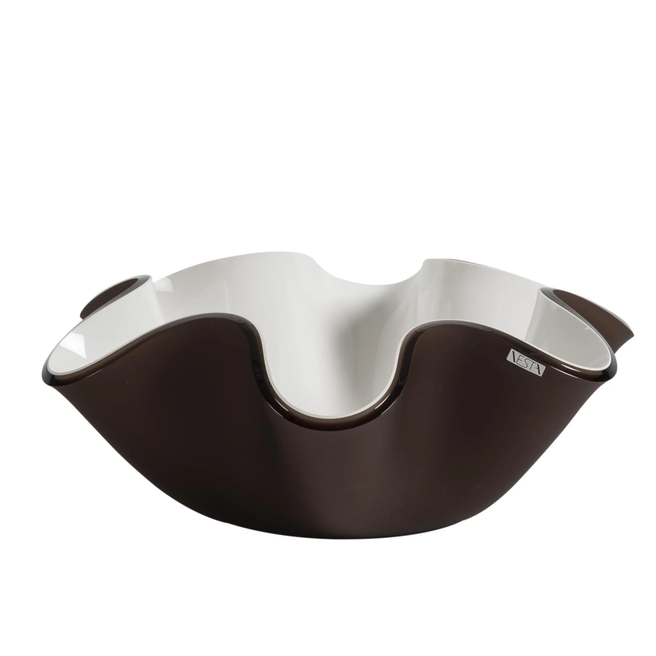 Centrotavola, portafrutta in cristallo acrilico LIke Water Small diametro 22xh10 cm colore Satin Brown White