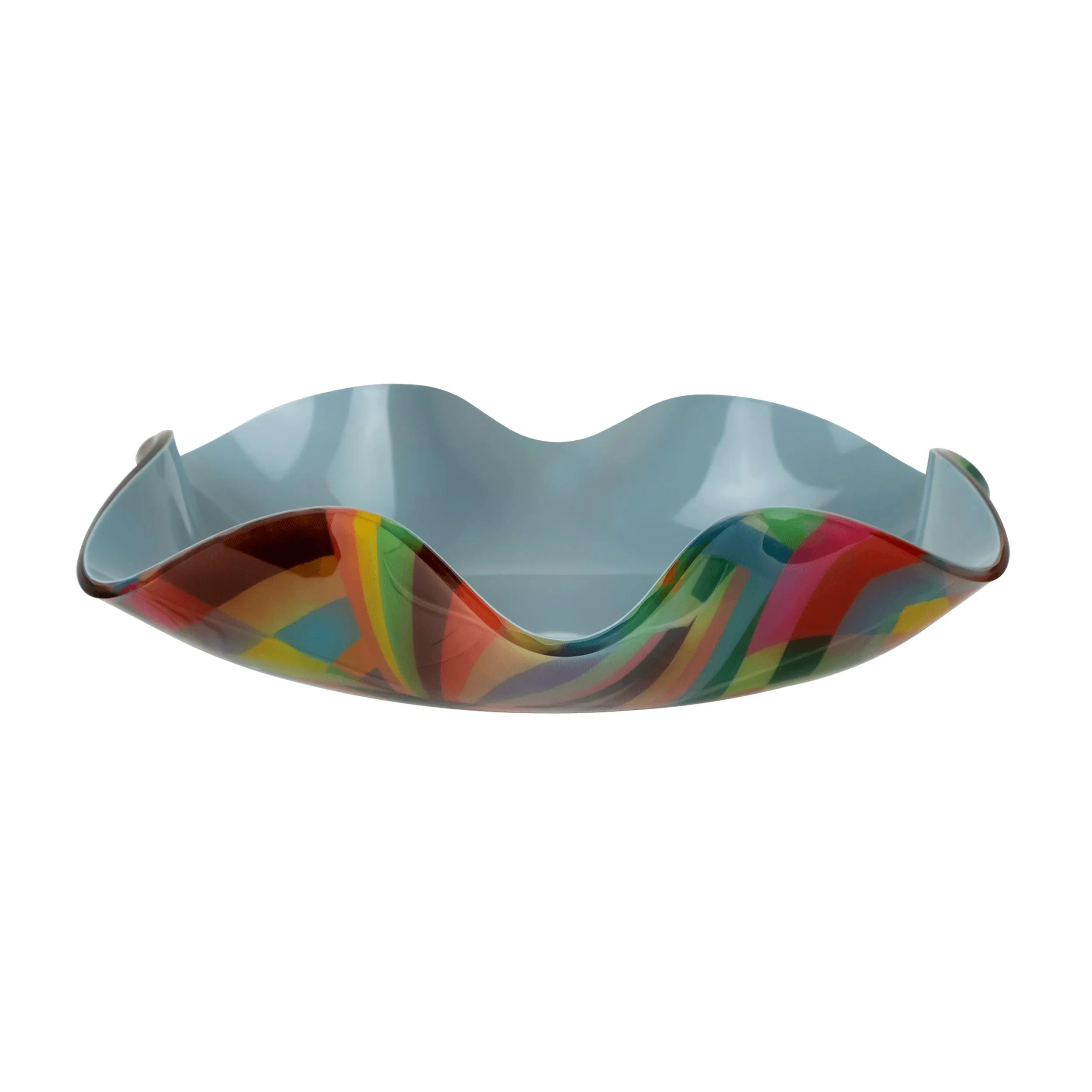 Centrotavola, Piccolo vuota tasche in cristallo acrilico rainbow decor Dimensioni 22xh10 cm colore multicolor